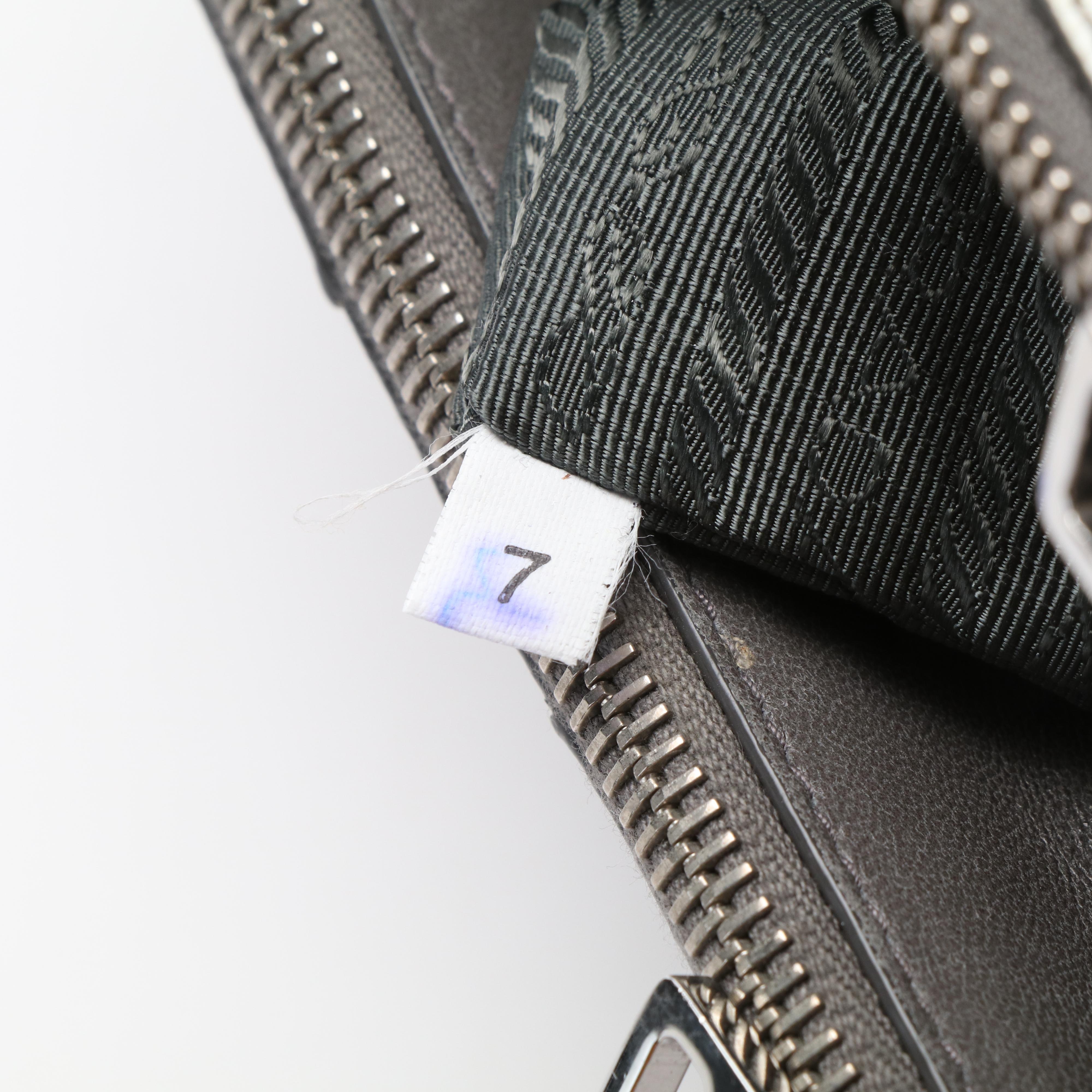 Prada Galleria Double Zip Tote Bag in Printed Grey and White Saffiano Leather