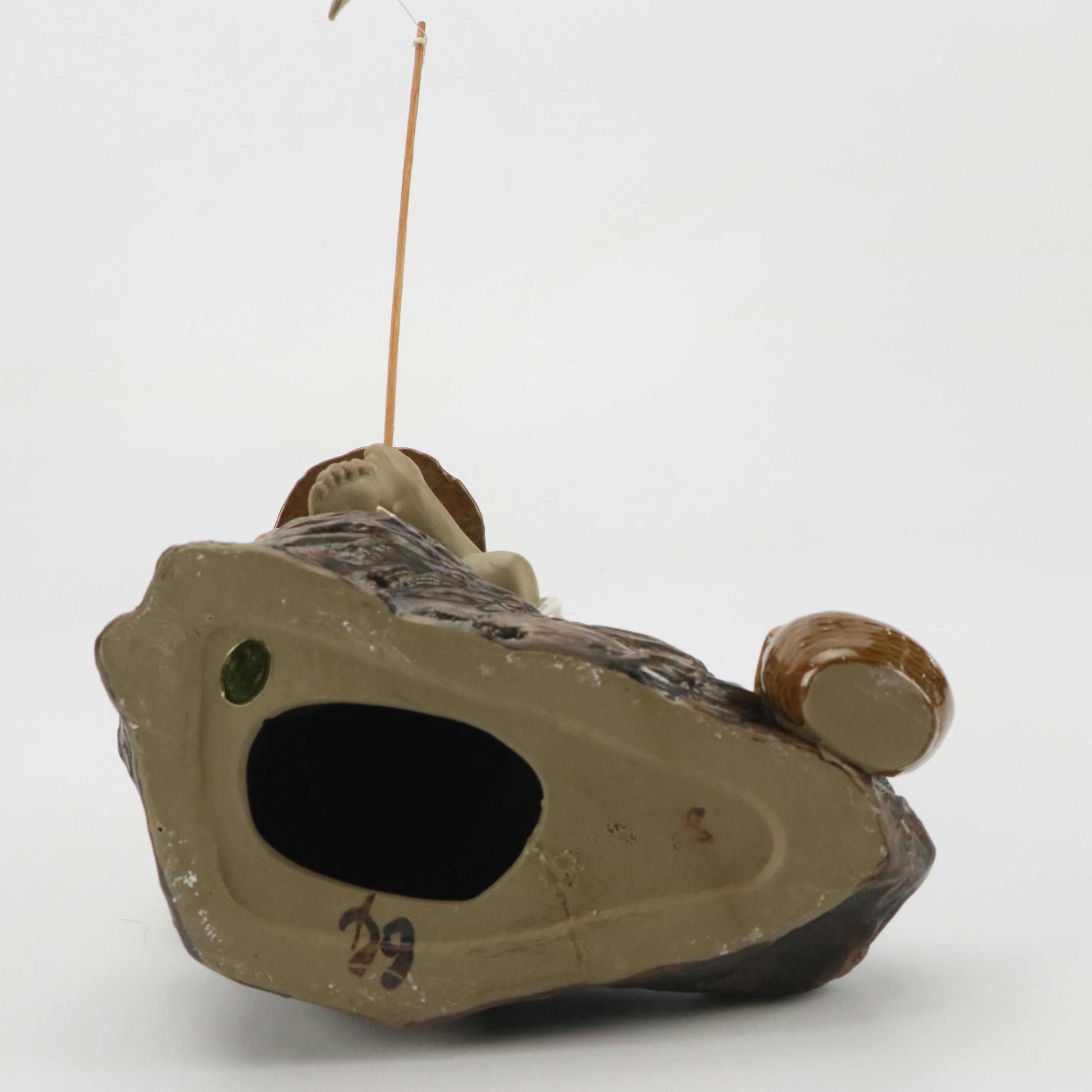 Chinese Shiwan Ware Fisherman with Tang Style Horse and Miniature Rug