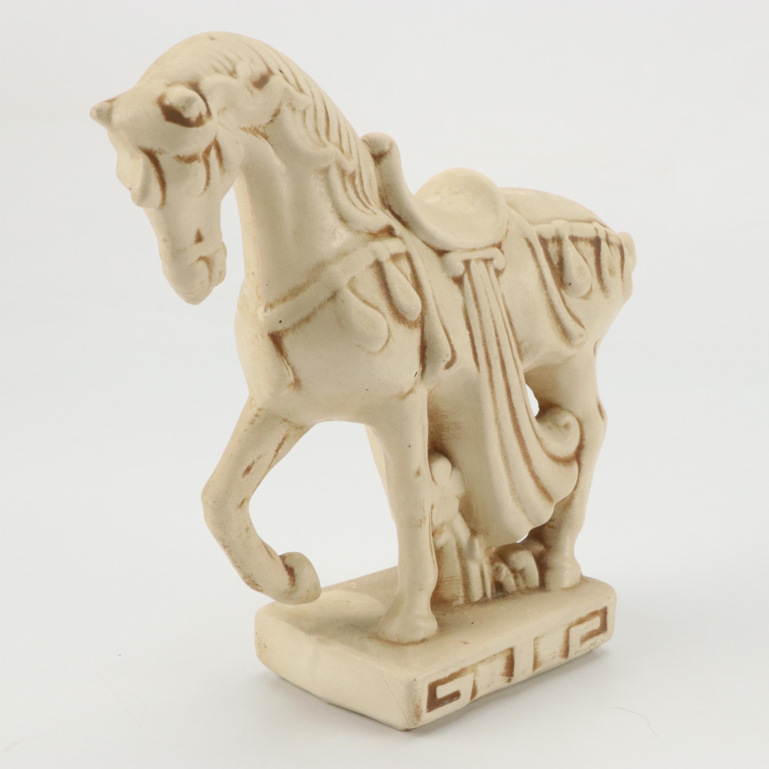 Chinese Shiwan Ware Fisherman with Tang Style Horse and Miniature Rug