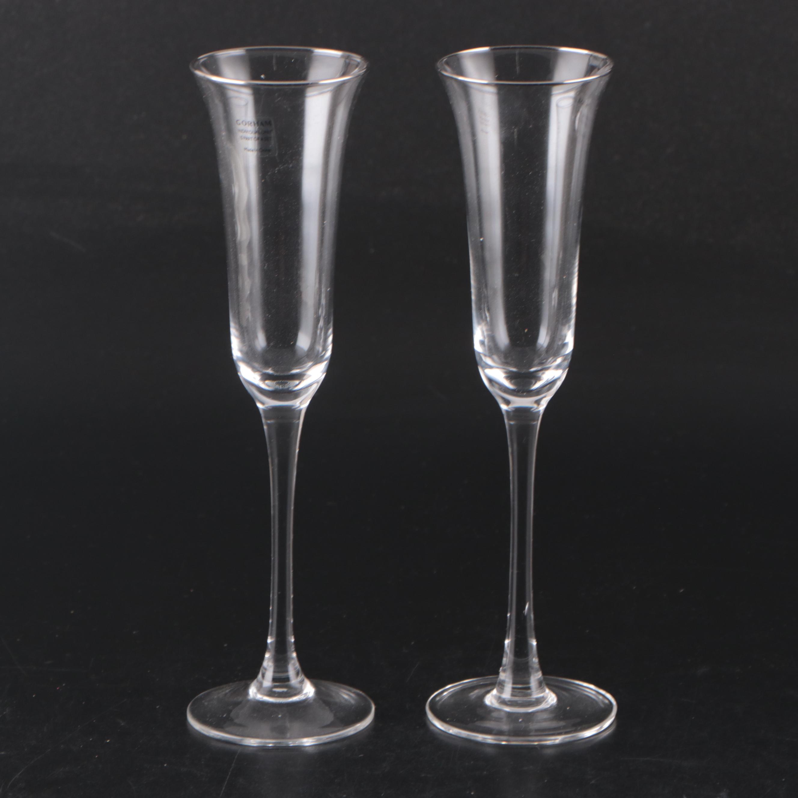 Gorham "Rings of Love" Crystal Champagne Flutes with Silver Plate Table Décor