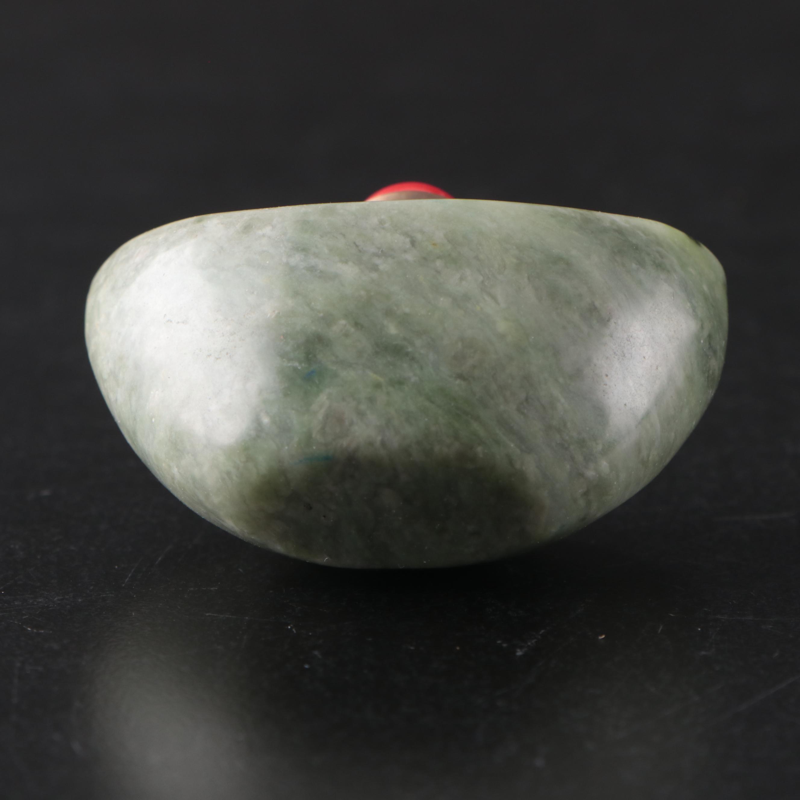 Chinese Cricket Motif Milk Glass Snuff Bottle with Serpentine Snuff Bottle