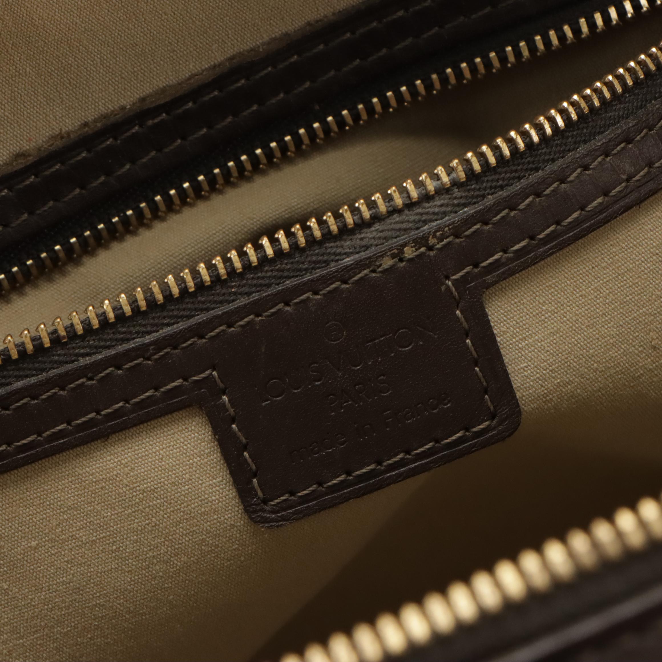 Louis Vuitton Josephine PM Bag in Beige Mini Lin Canvas and Dark Brown Leather