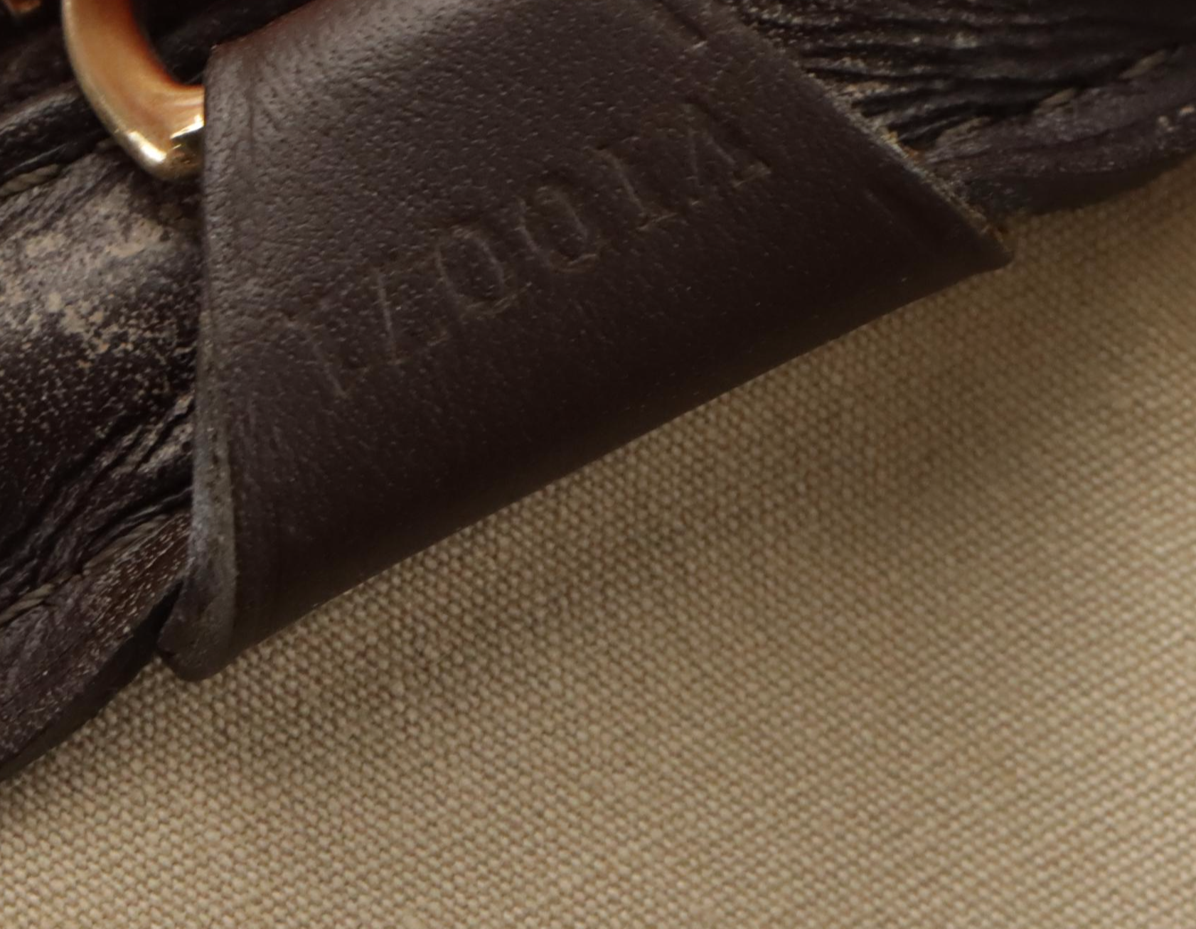 Louis Vuitton Josephine PM Bag in Beige Mini Lin Canvas and Dark Brown Leather