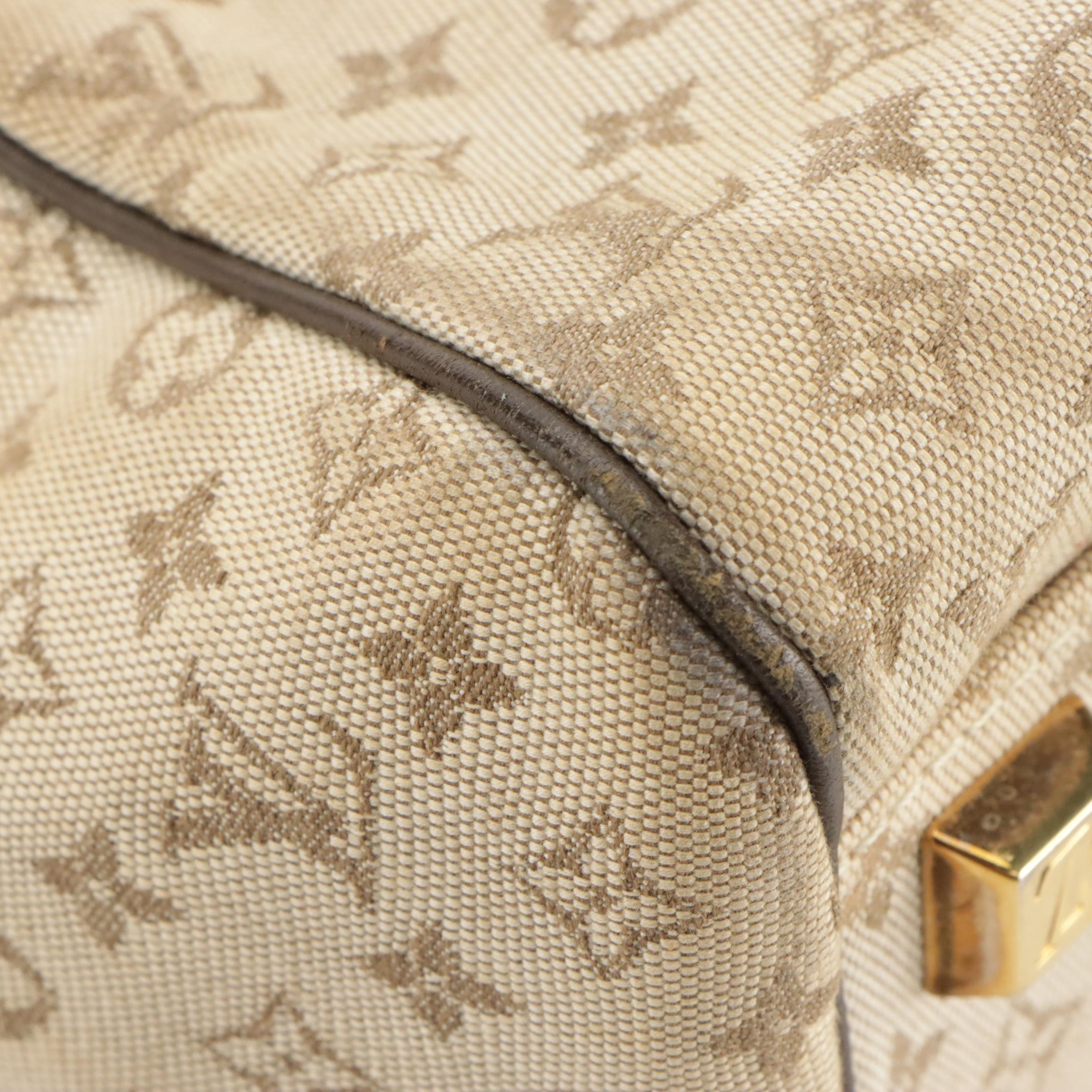 Louis Vuitton Josephine PM Bag in Beige Mini Lin Canvas and Dark Brown Leather