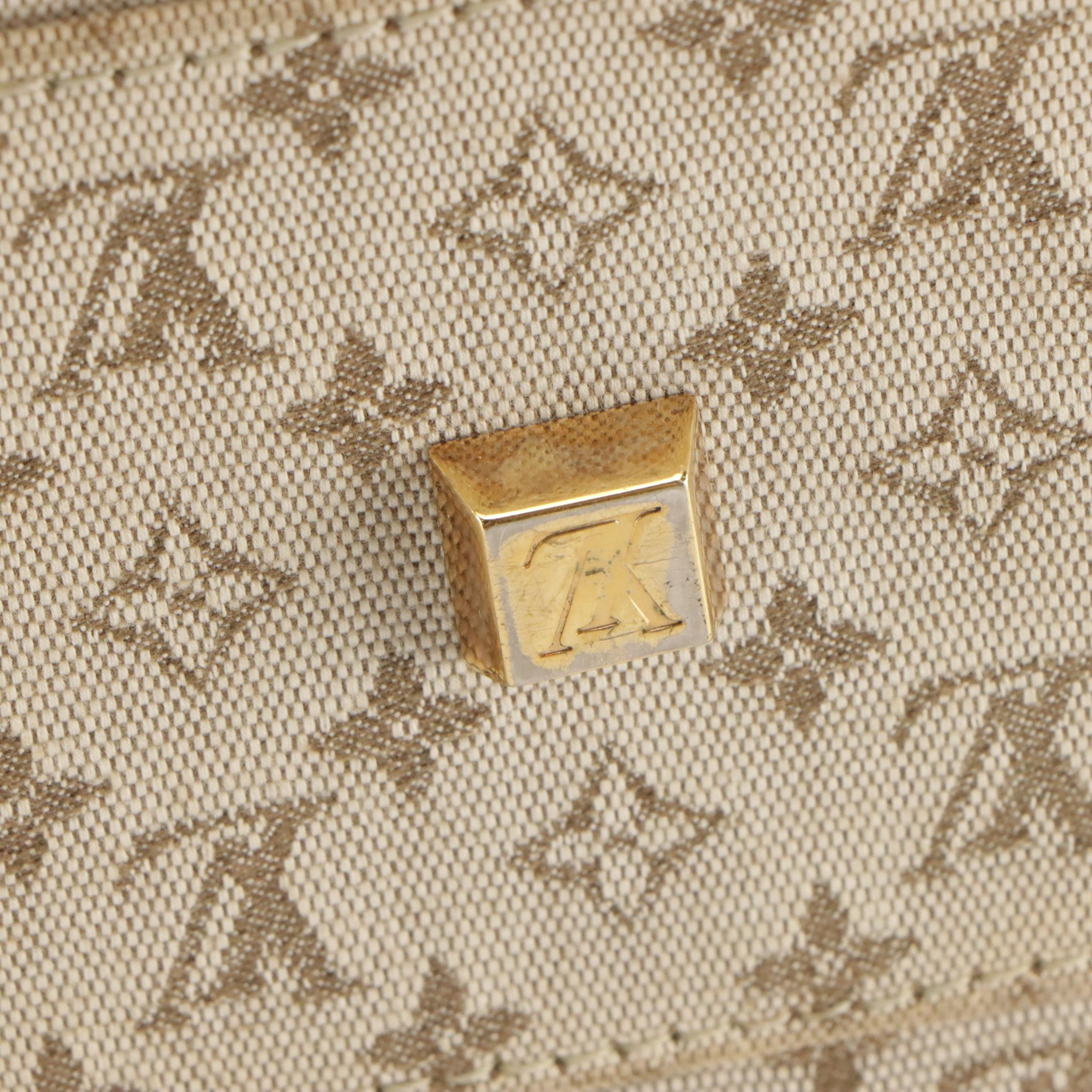 Louis Vuitton Josephine PM Bag in Beige Mini Lin Canvas and Dark Brown Leather