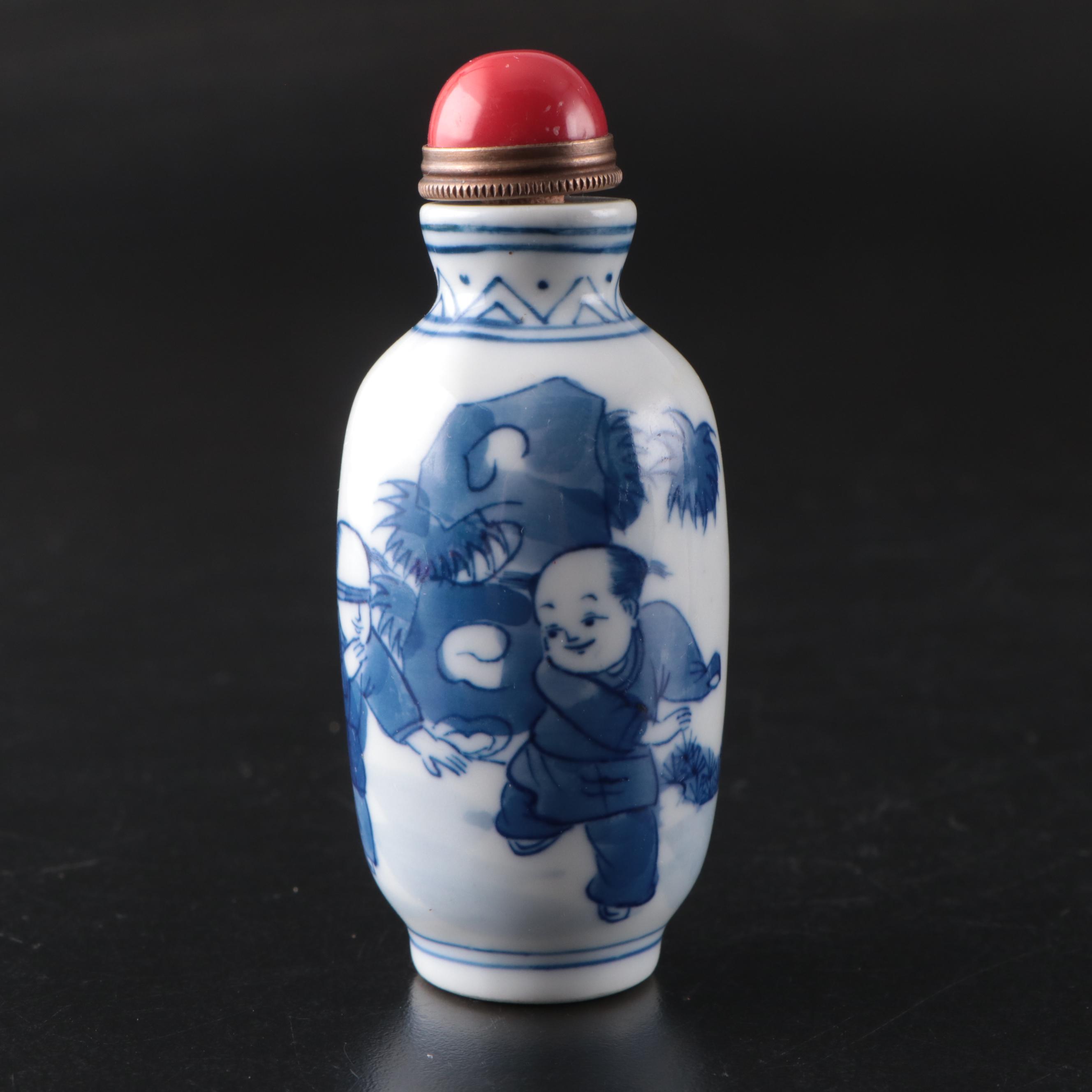 Chinese Hand-Painted Porcelain and Stone Snuff Bottles