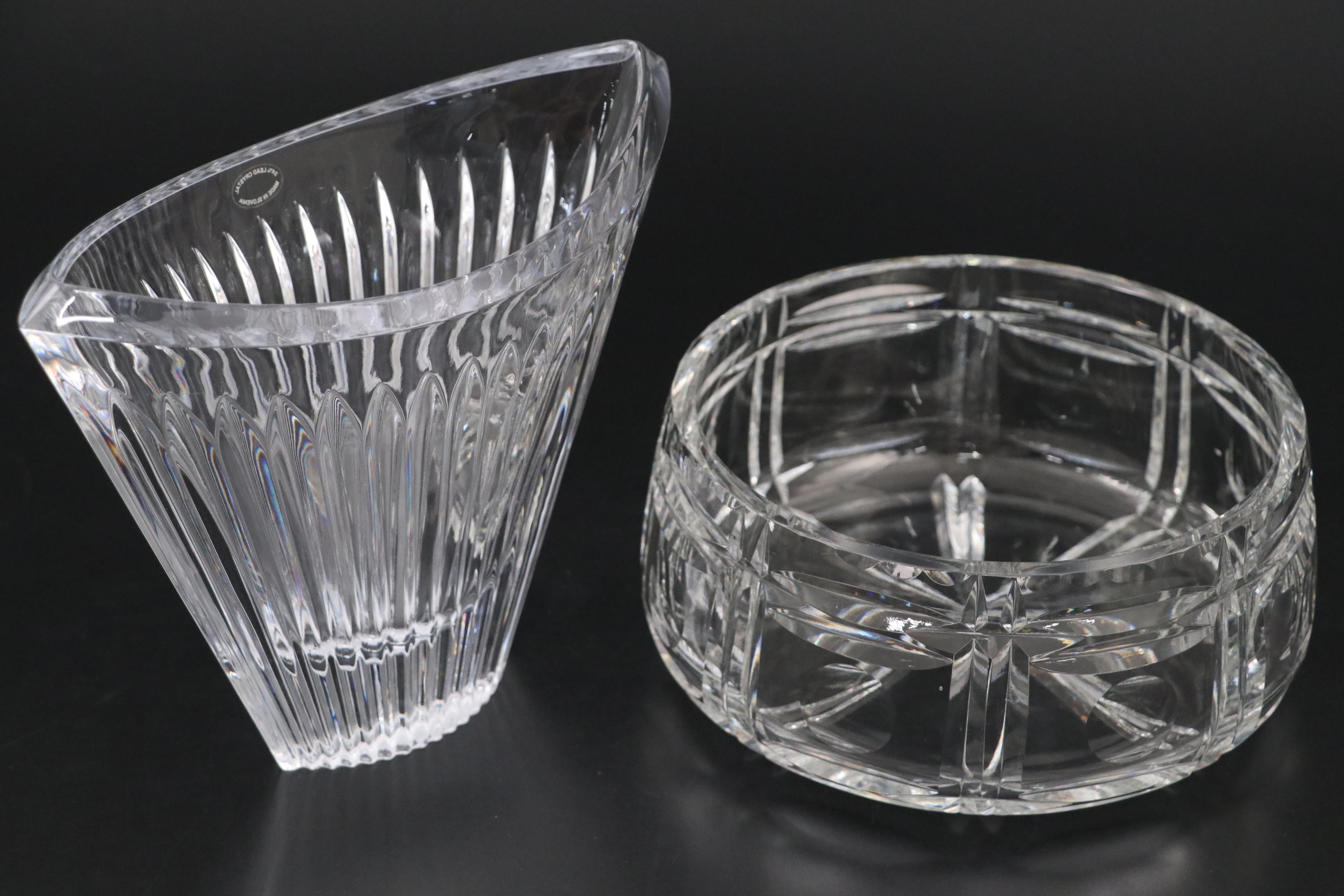 Mikasa "Meridian" Crystal Pocket Vase with Scottish Cut Crystal Candy Dish