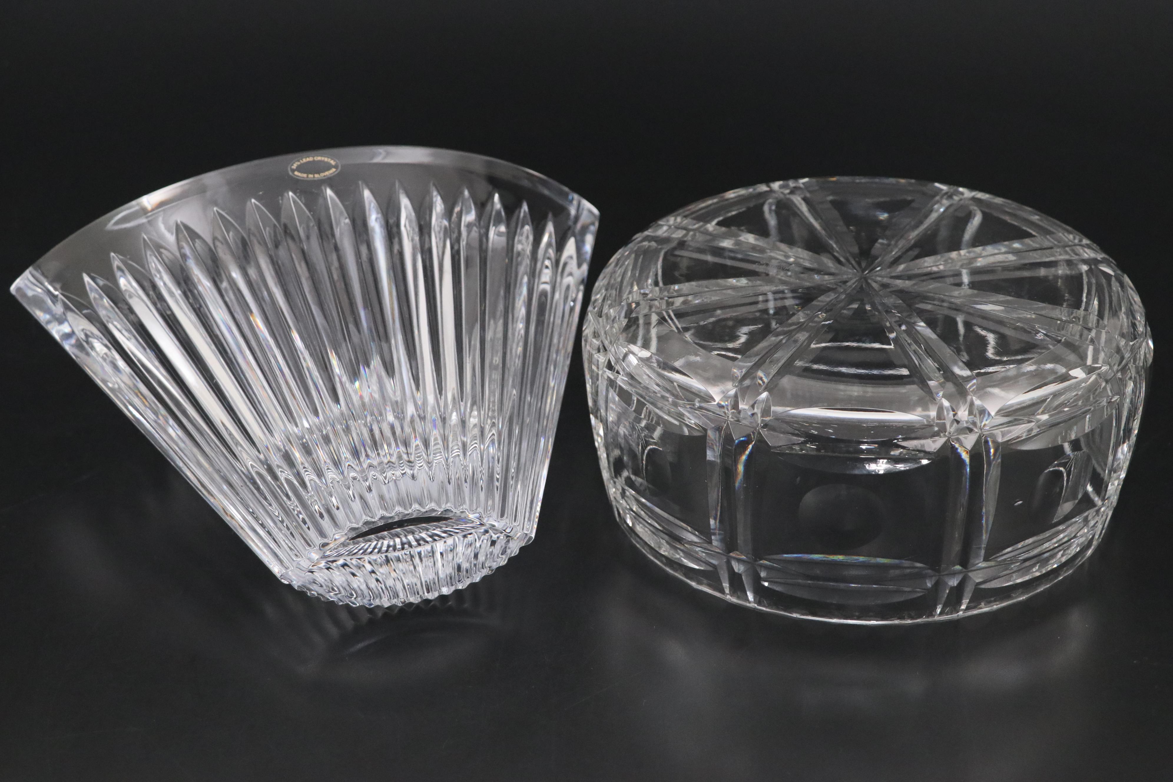 Mikasa "Meridian" Crystal Pocket Vase with Scottish Cut Crystal Candy Dish