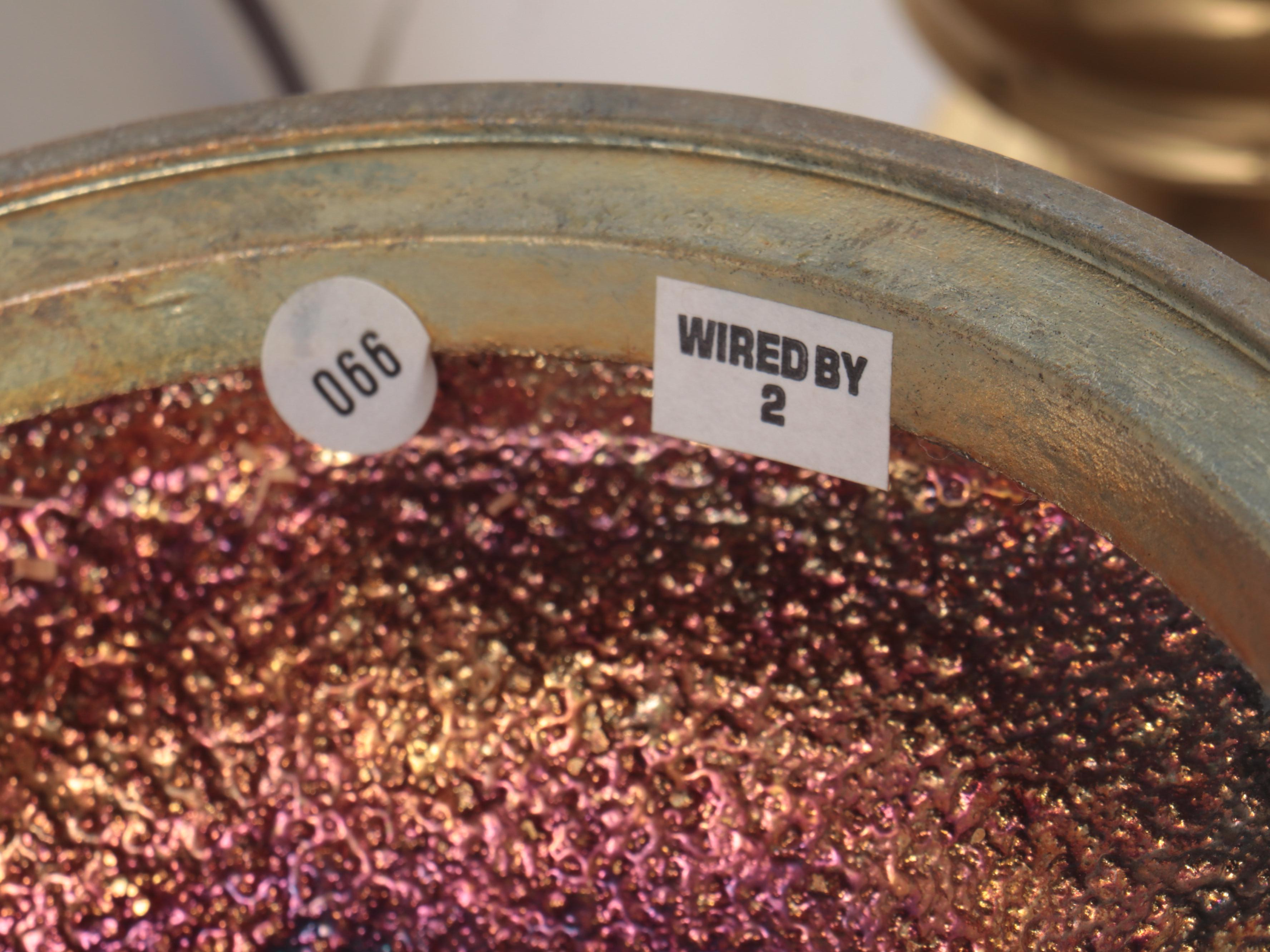 Pair of Stiffel Spun Brass Table Lamps with Crimped Fabric Shades, Late 20th C