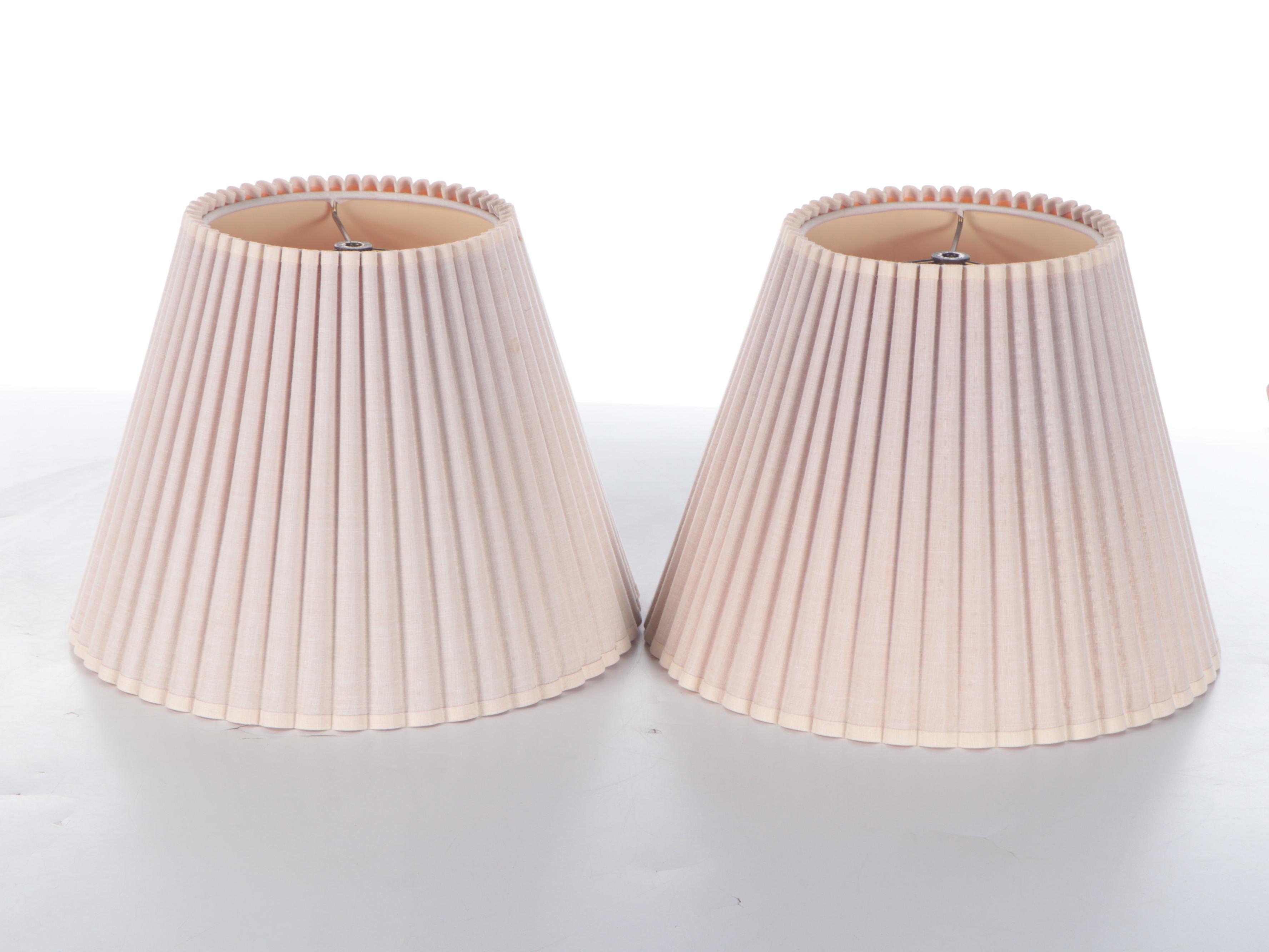 Pair of Stiffel Spun Brass Table Lamps with Crimped Fabric Shades, Late 20th C