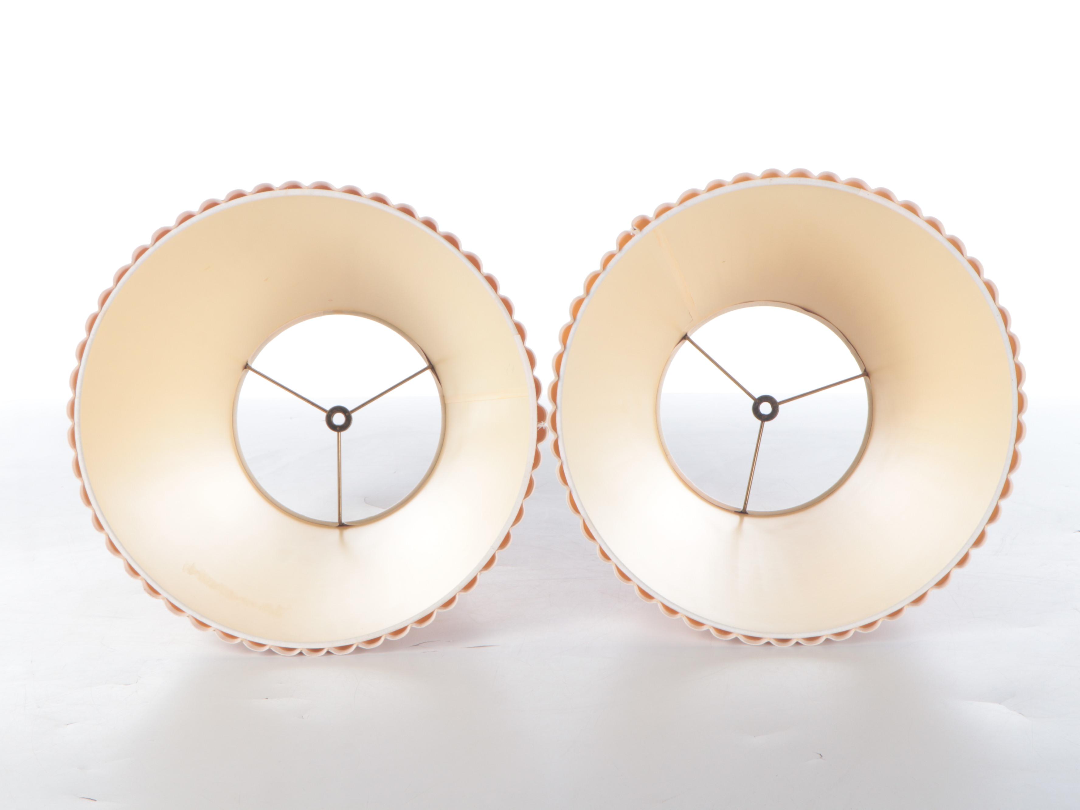 Pair of Stiffel Spun Brass Table Lamps with Crimped Fabric Shades, Late 20th C