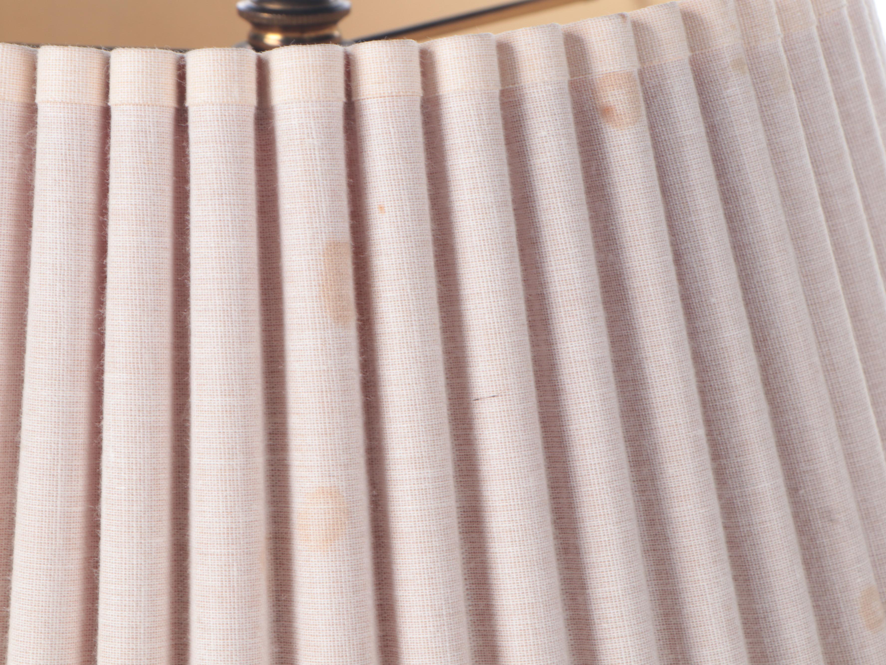 Pair of Stiffel Spun Brass Table Lamps with Crimped Fabric Shades, Late 20th C