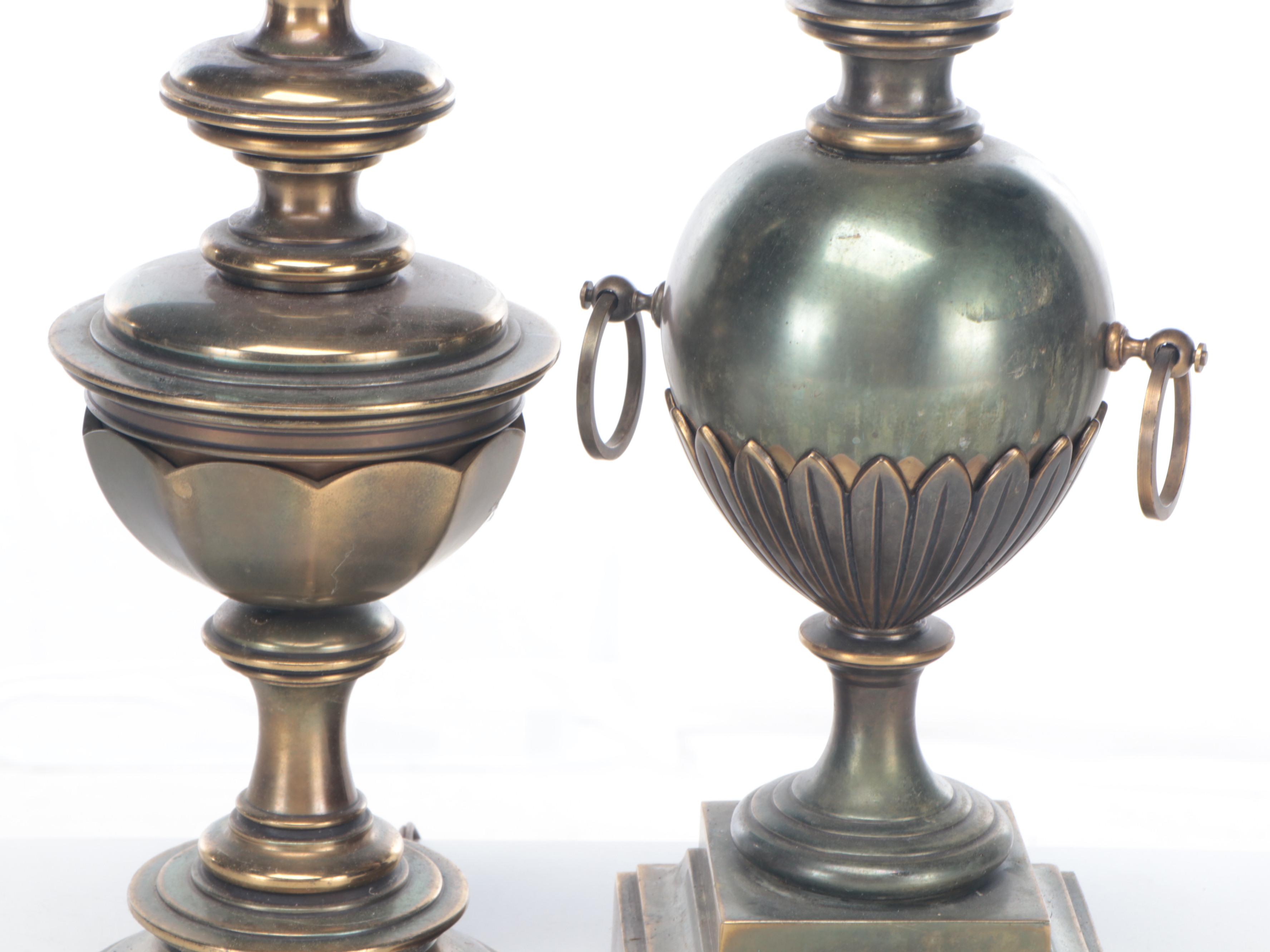 Stiffel Brass Neoclassical Style Urn Table Lamps, Vintage