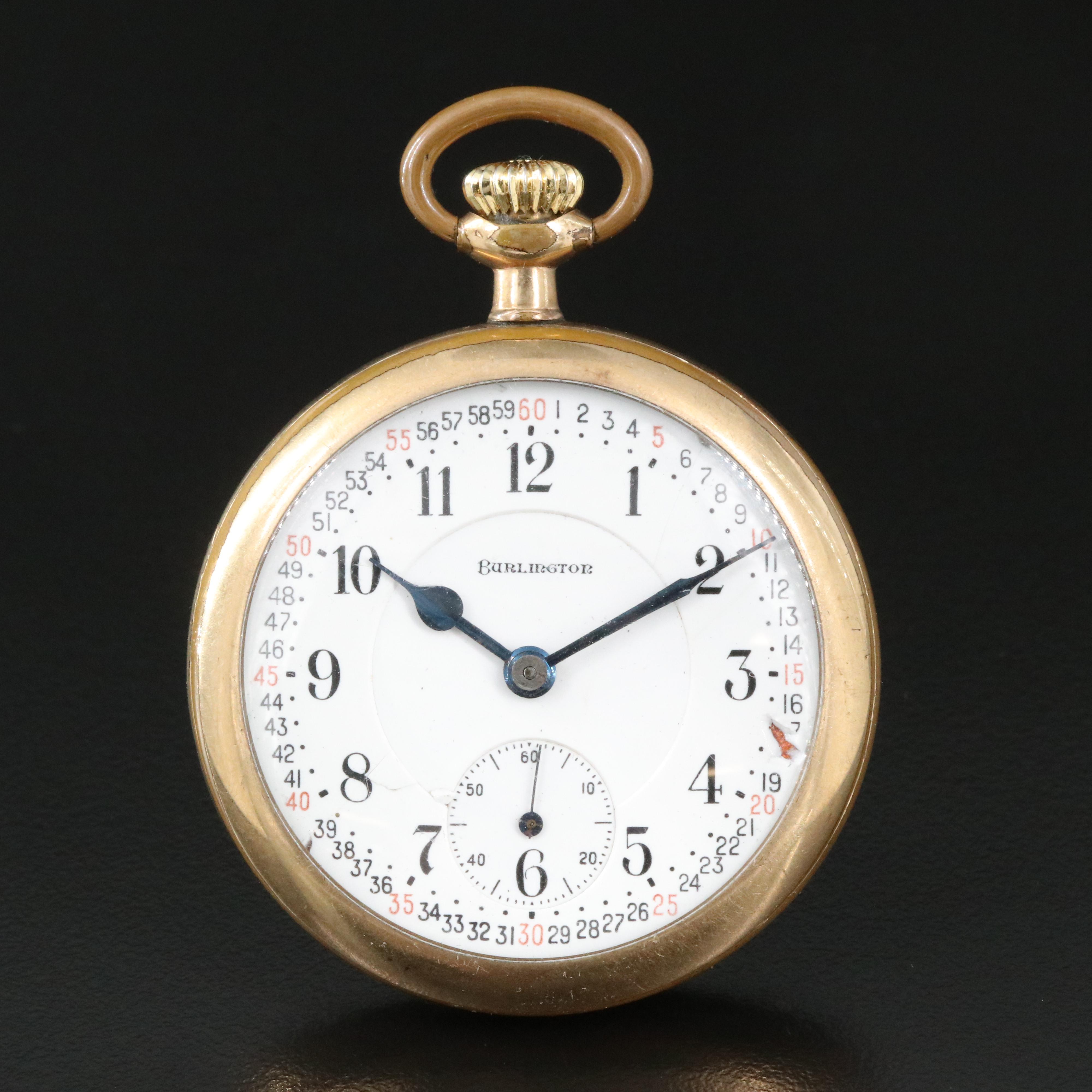 1917 Burlington Gold-Filled Open Face Pocket Watch