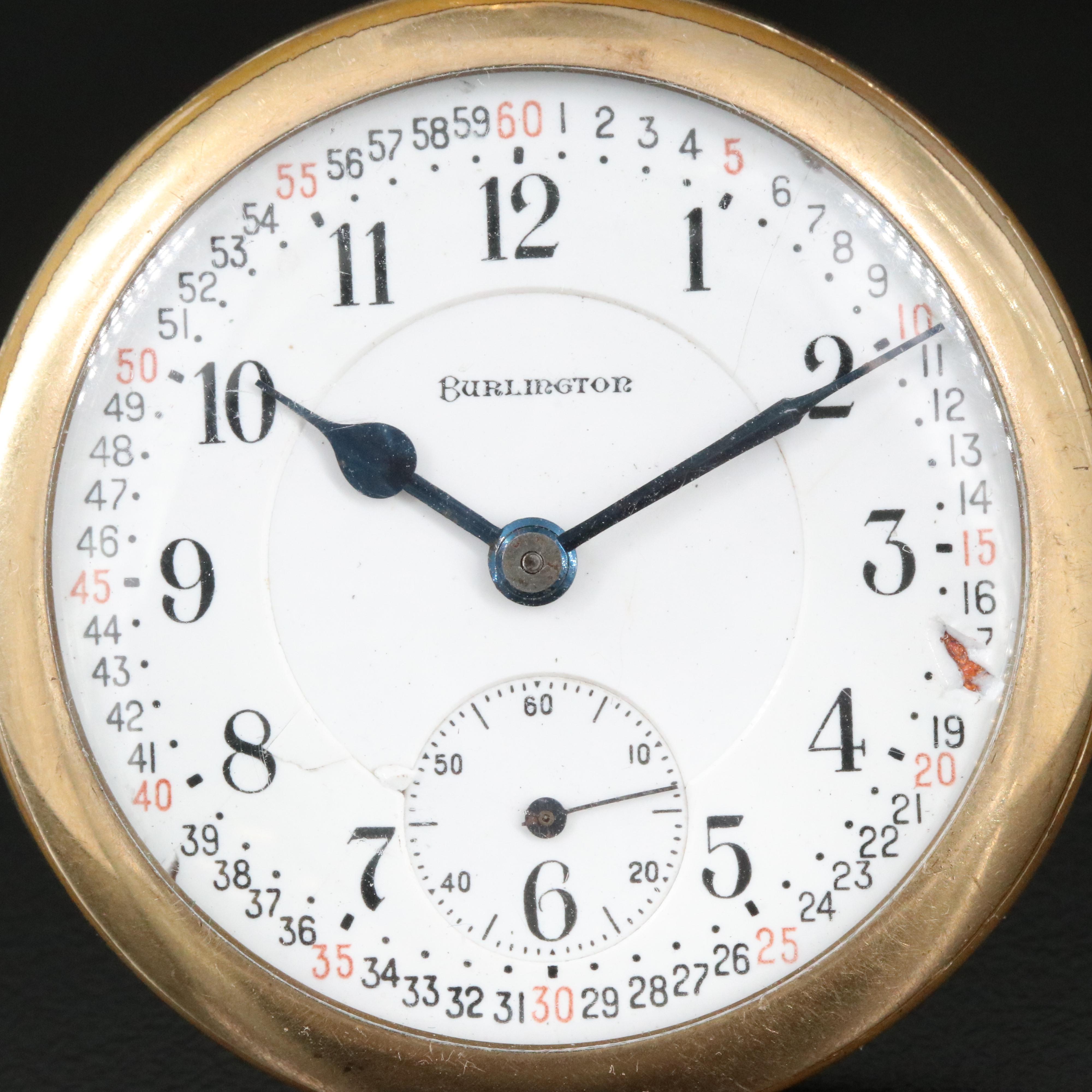 1917 Burlington Gold-Filled Open Face Pocket Watch