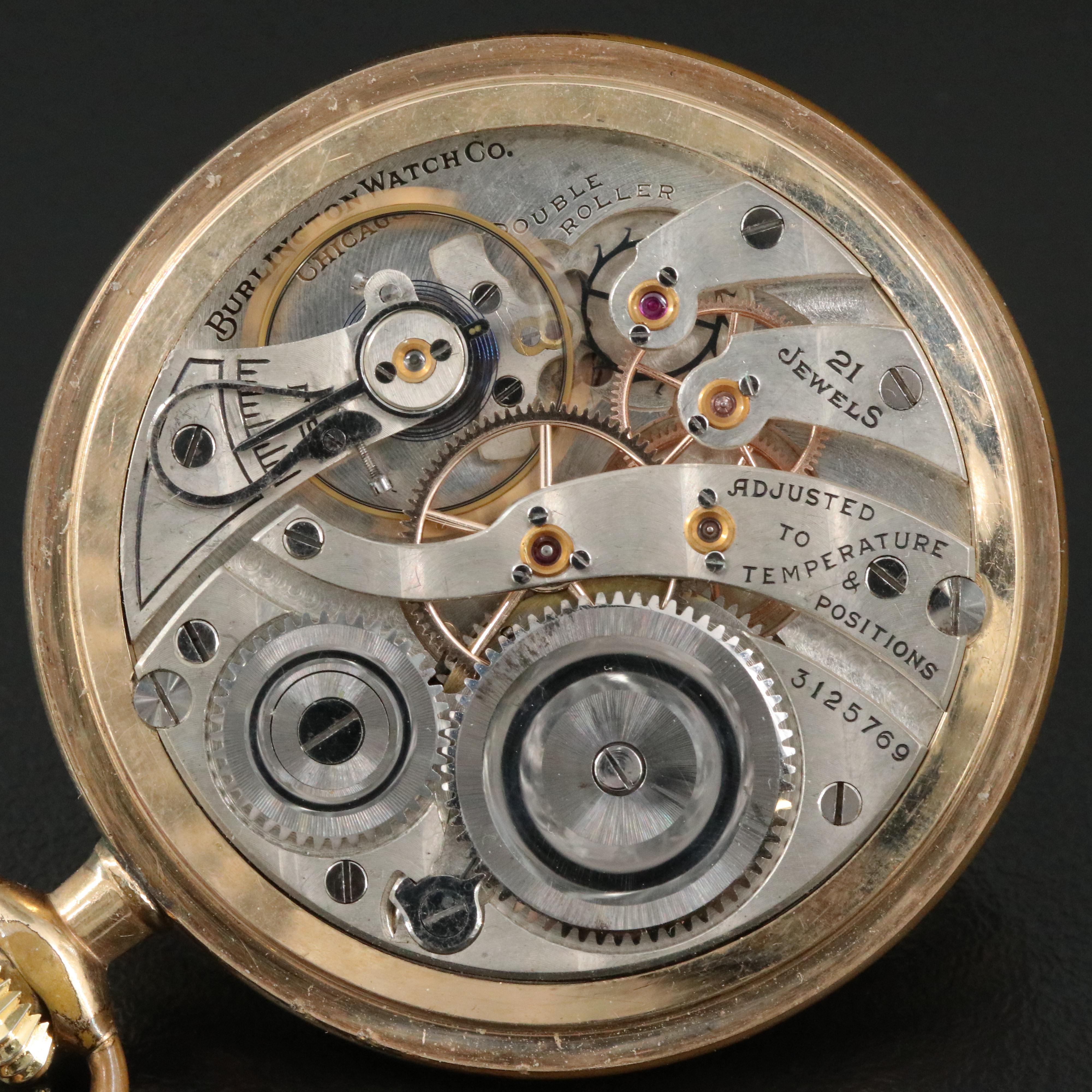 1917 Burlington Gold-Filled Open Face Pocket Watch