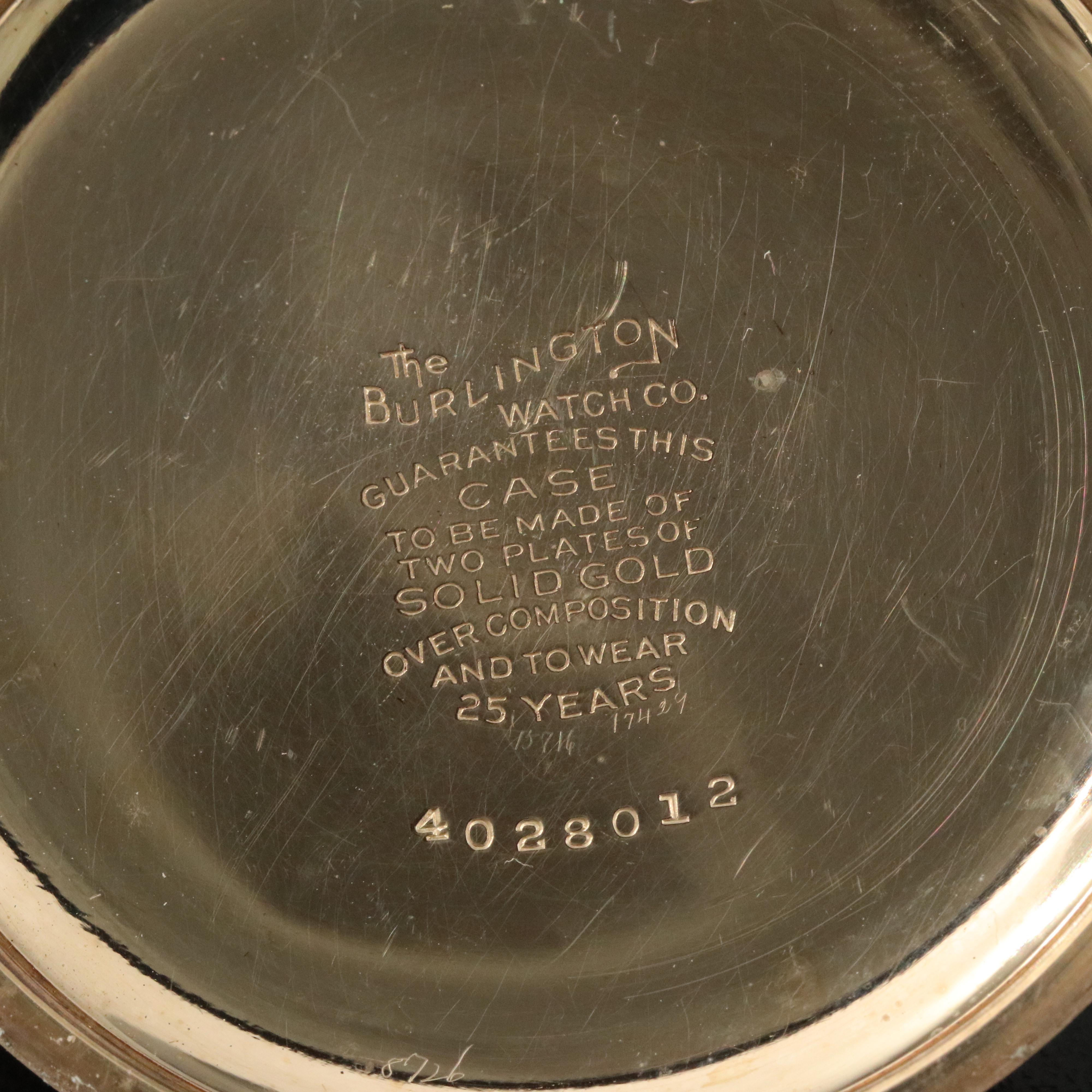 1917 Burlington Gold-Filled Open Face Pocket Watch