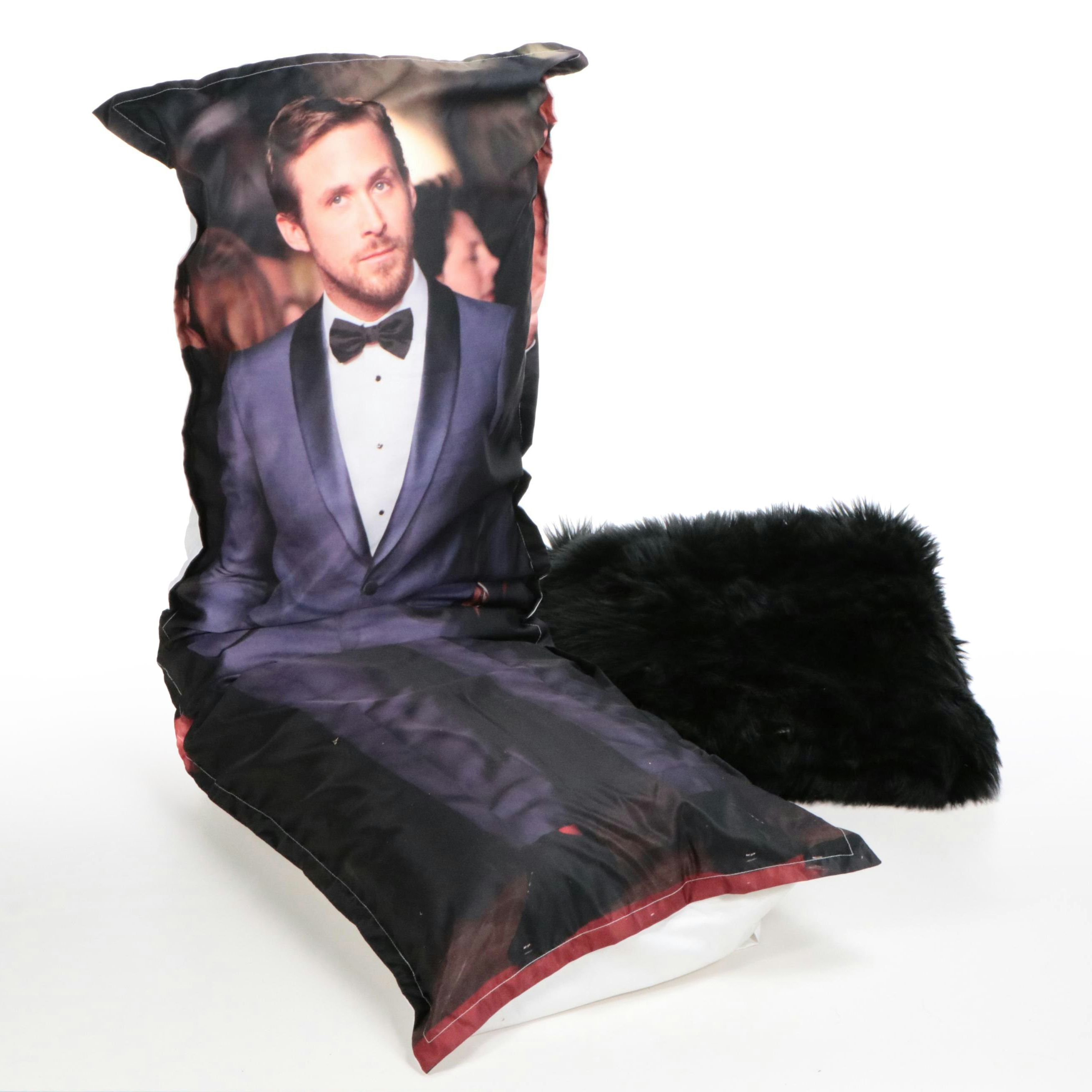 Ryan Gosling Full Body Pillow with Ashler Home Deco Faux Fur Rug