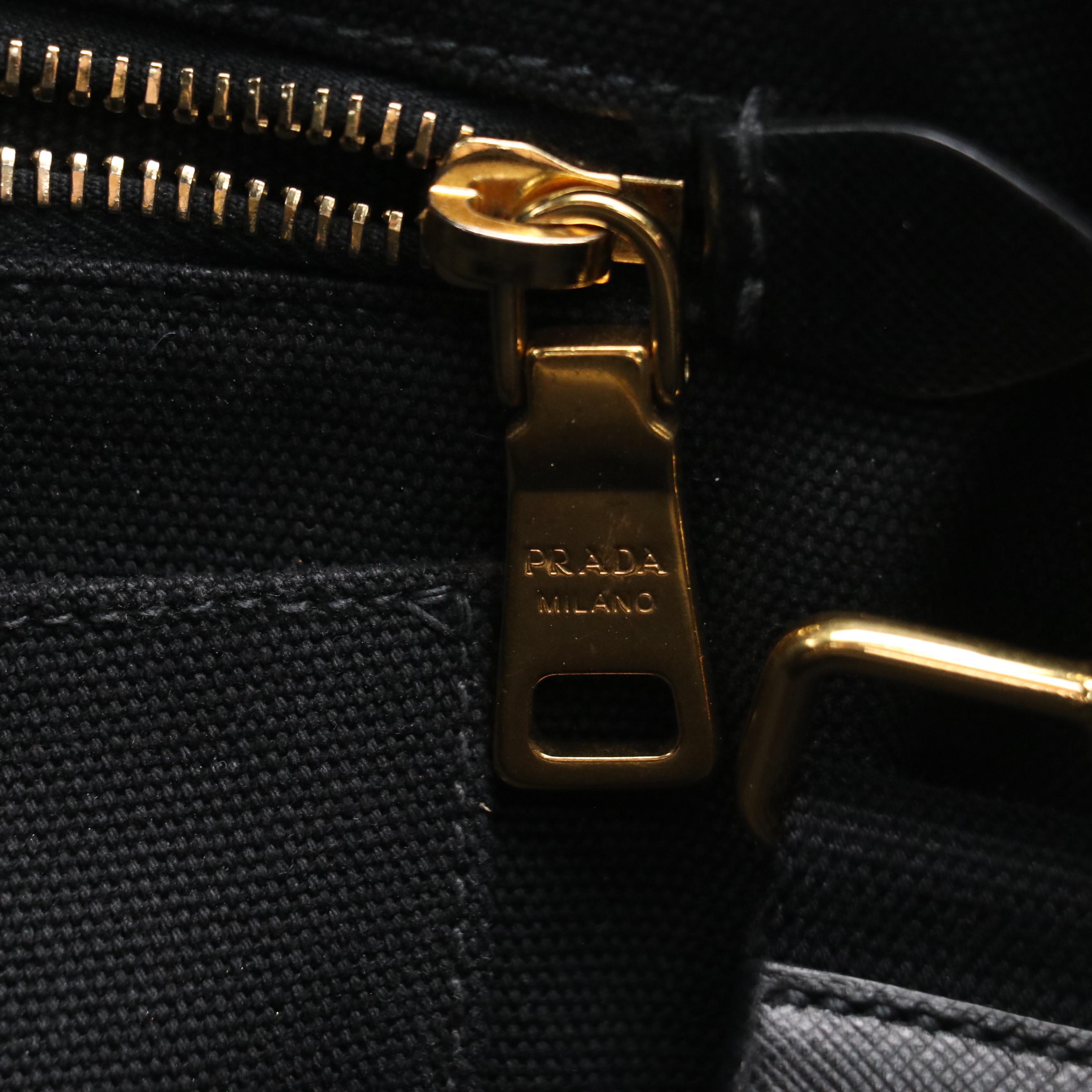 Prada Striped Canvas Two-Way Handbag with Detachable Crossbody Strap