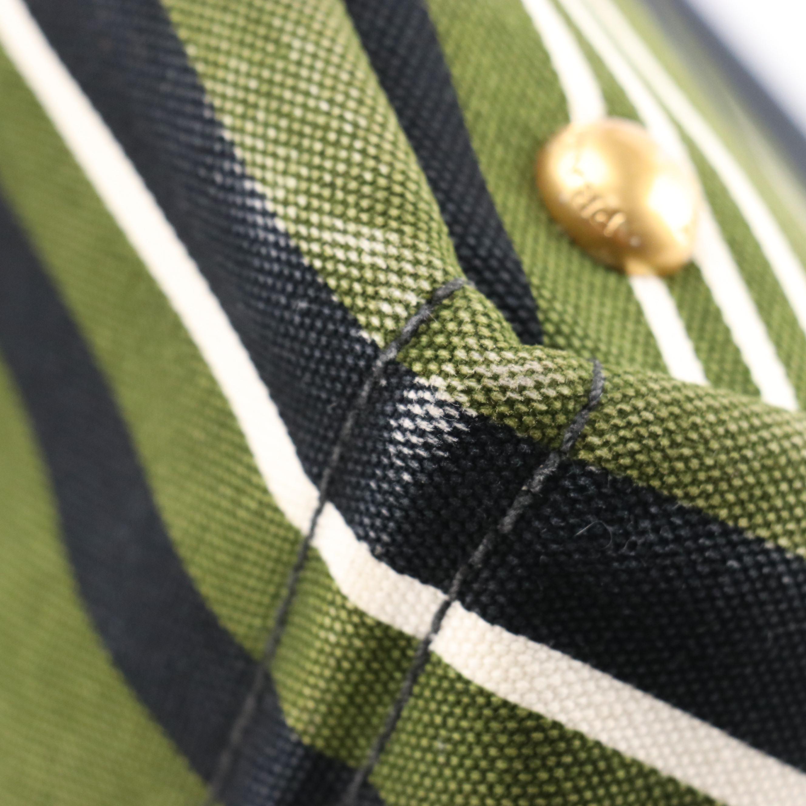 Prada Striped Canvas Two-Way Handbag with Detachable Crossbody Strap