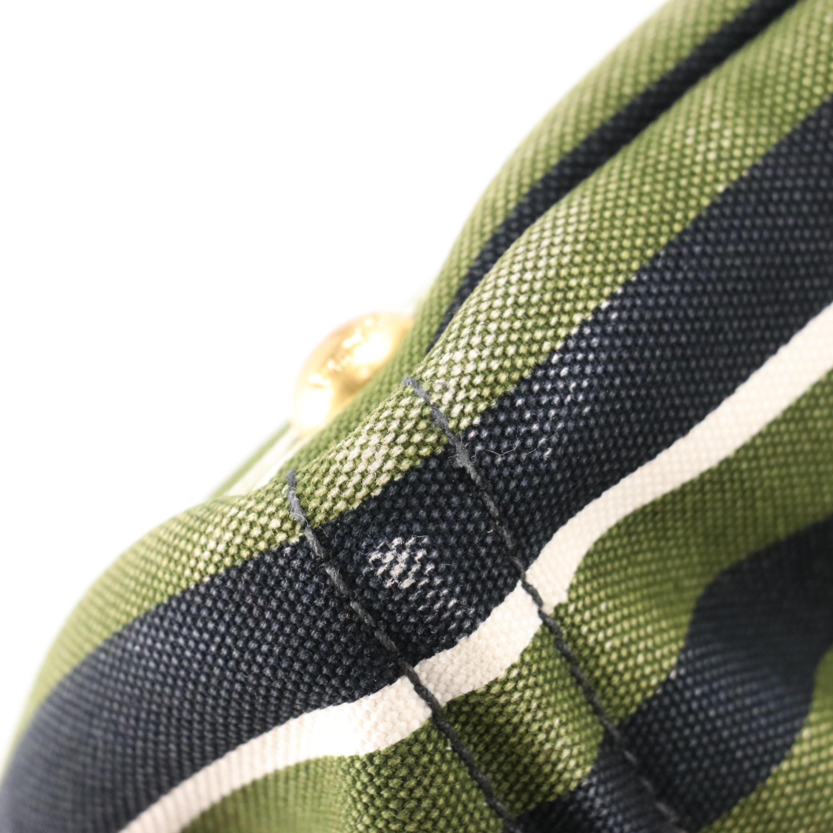 Prada Striped Canvas Two-Way Handbag with Detachable Crossbody Strap