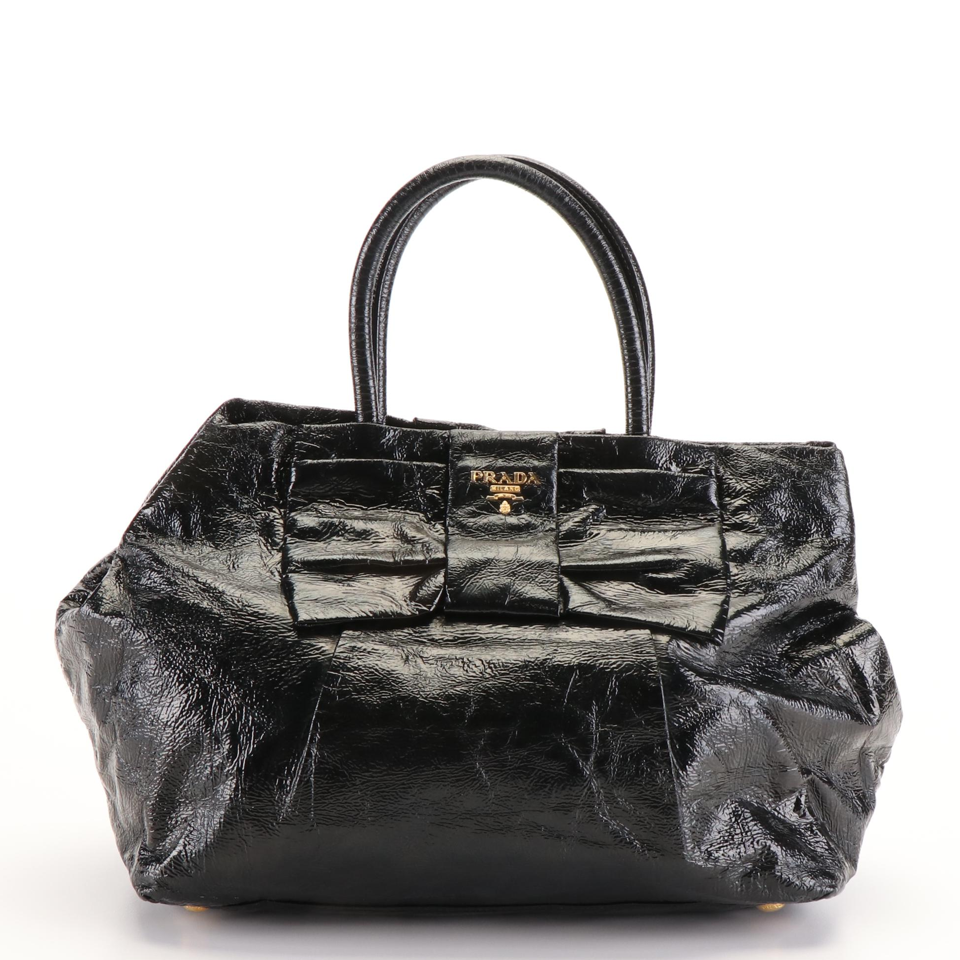 Prada Bow Handbag in Patent Leather