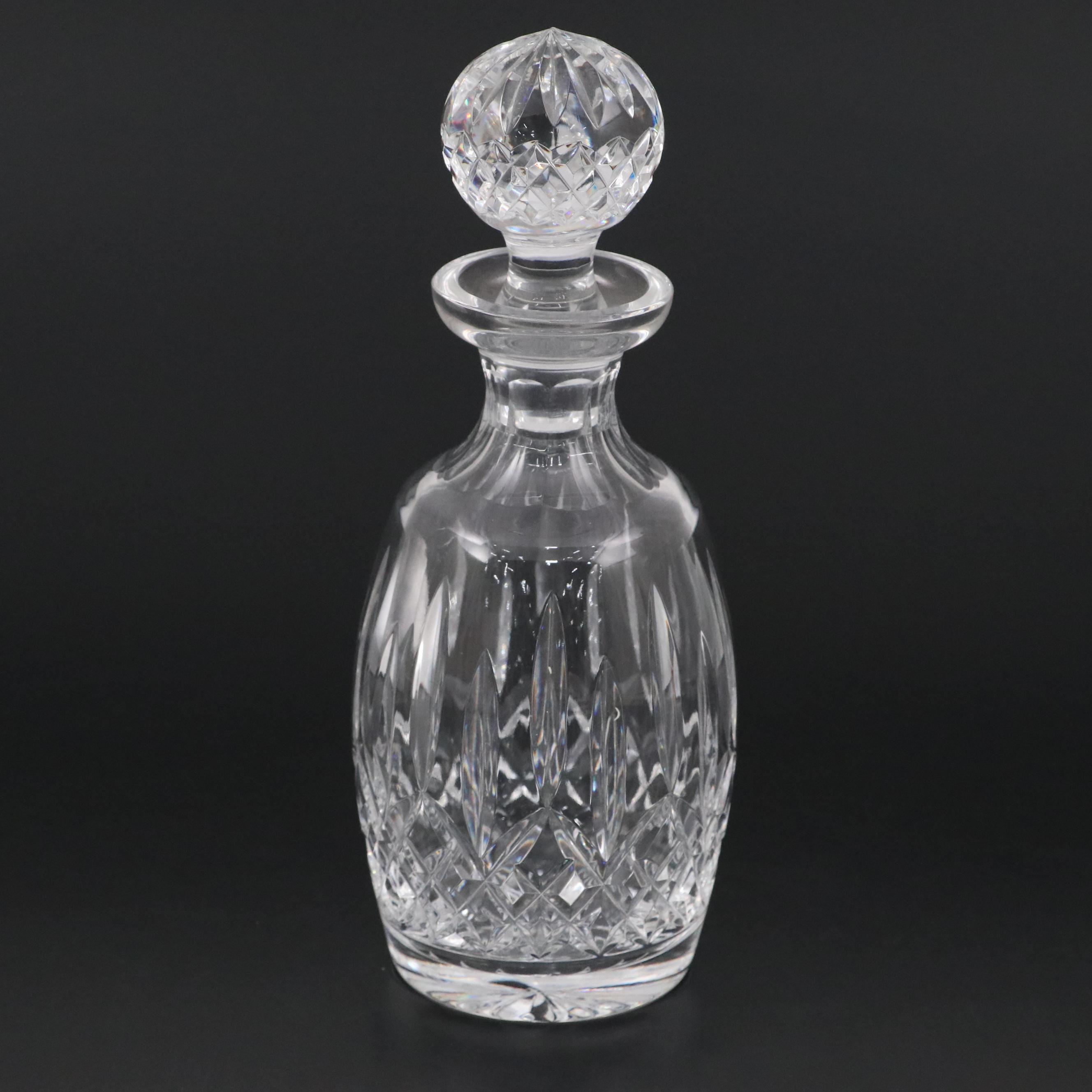 Waterford Crystal "Lismore" Decanter with Sherry Glasses, Mid/Late 20th Century