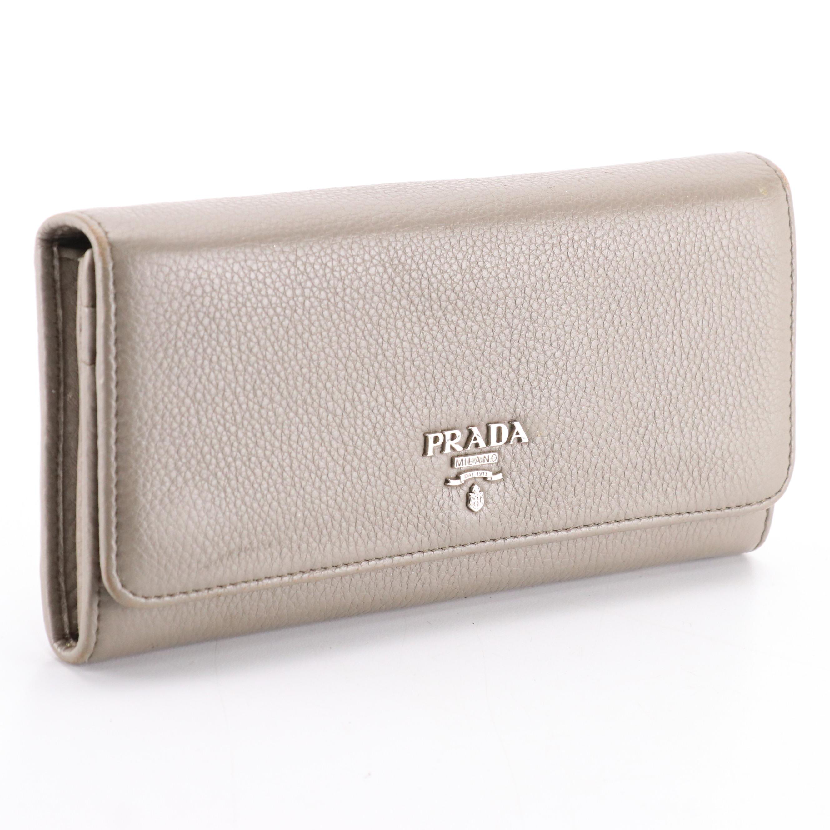 Prada Vitello Leather Continental Wallet with Box