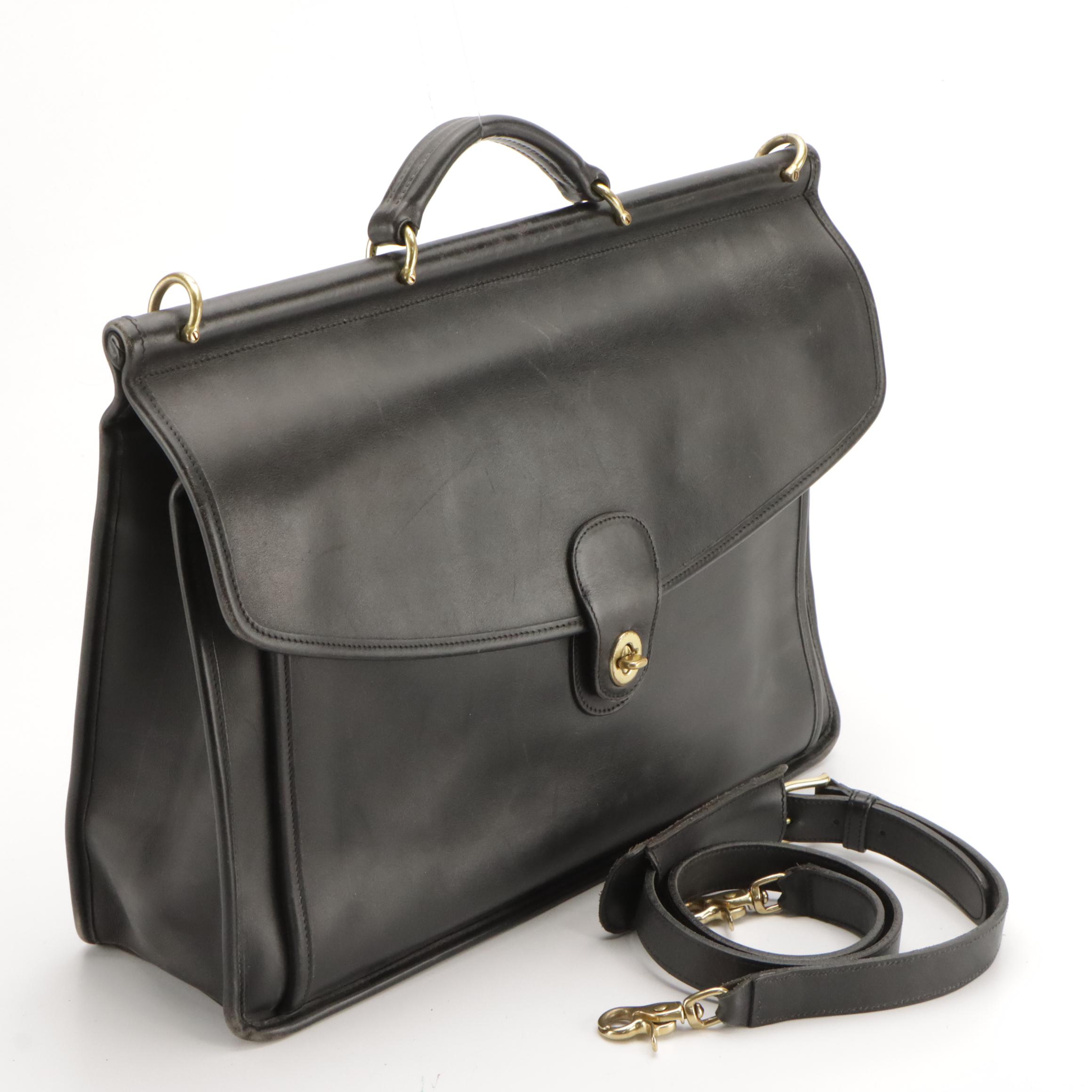 Coach Beekman 5266 Two-Way Messenger Briefcase Bag in Black Leather