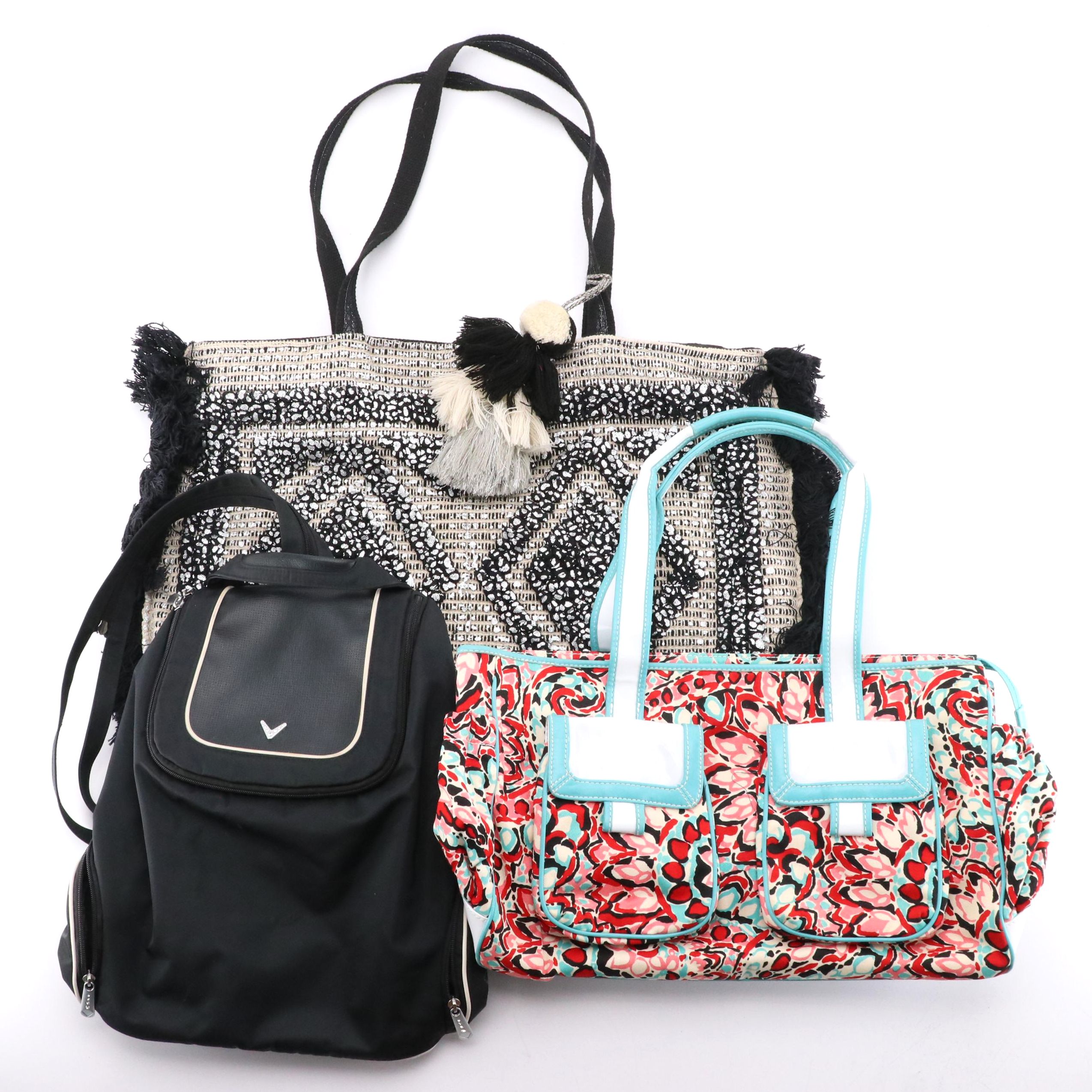 Isabella Fiore Floral Canvas Shoulder Tote, Callaway Nylon Backpack, Other Tote