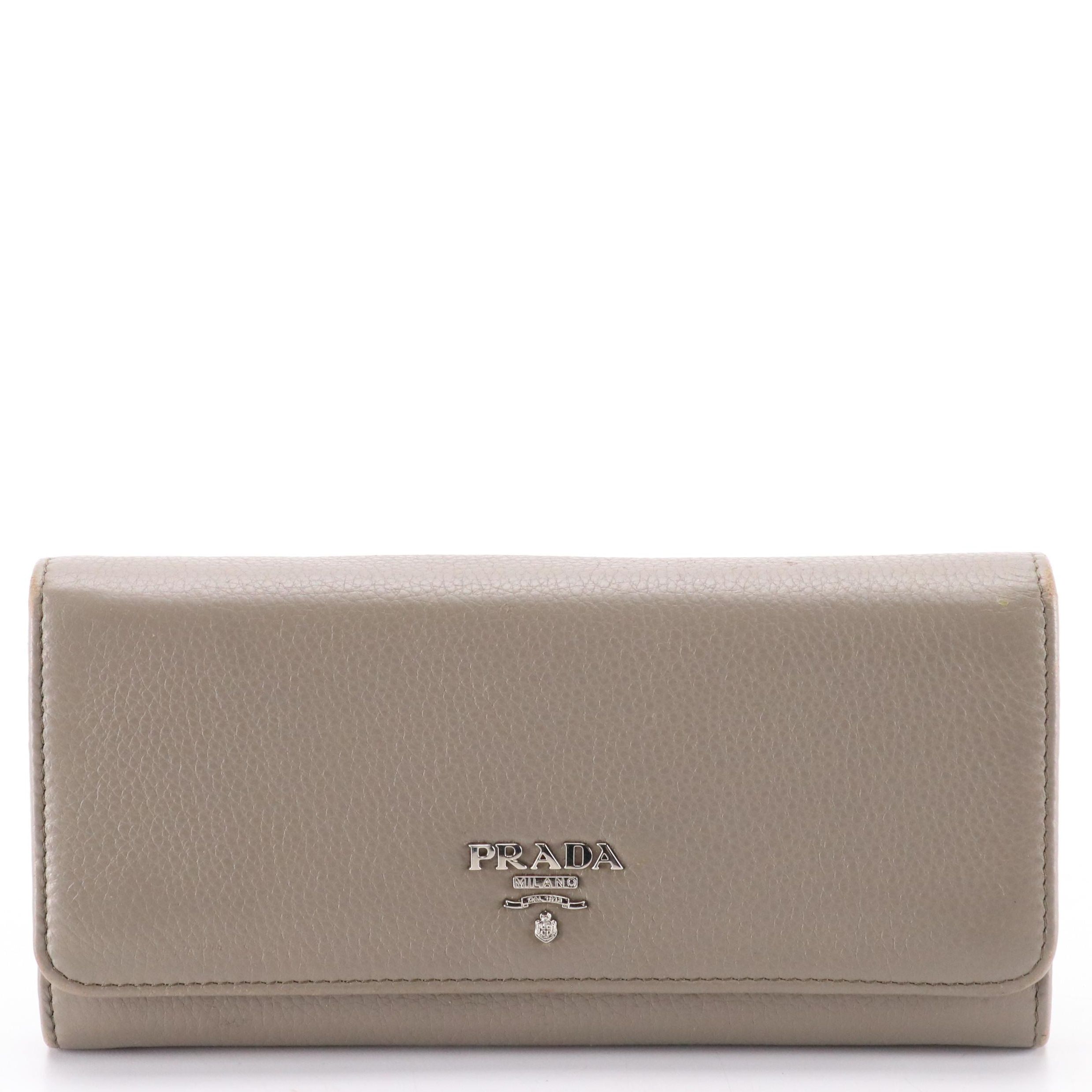 Prada Vitello Leather Continental Wallet with Box