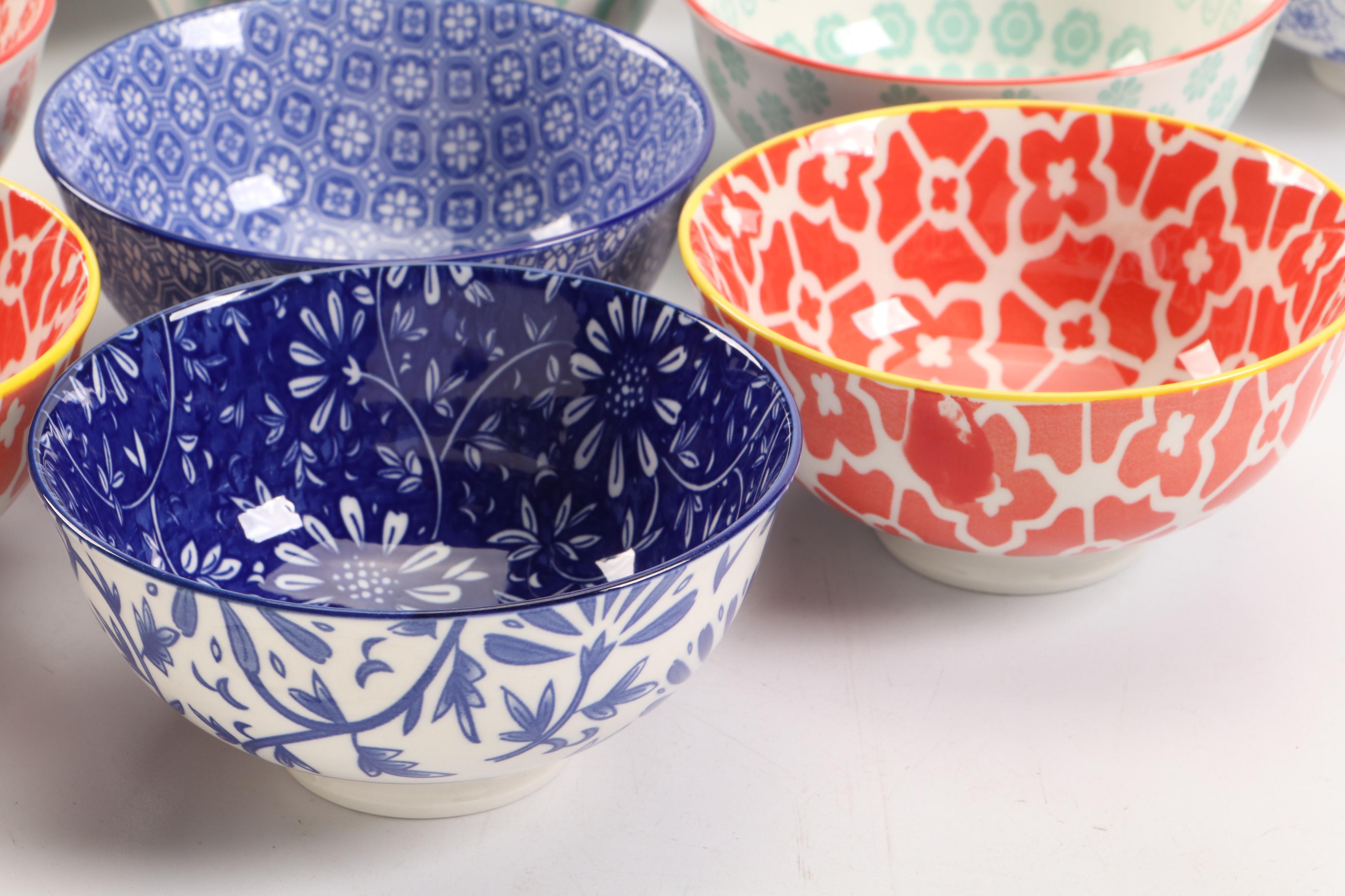 Staffordshire "Blue Willow" Platter with Cucina Tavolo Porcelain Bowls and More