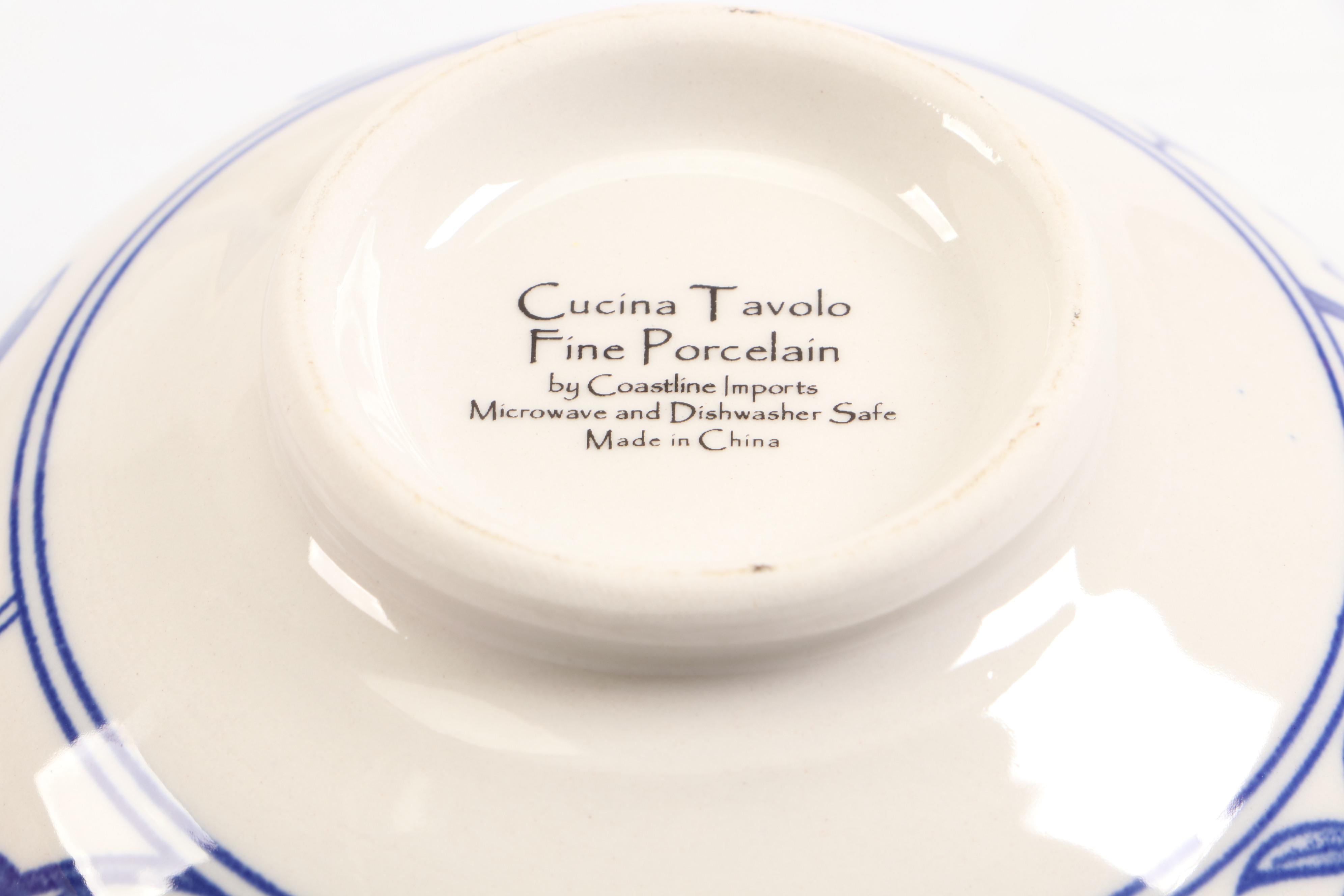 Staffordshire "Blue Willow" Platter with Cucina Tavolo Porcelain Bowls and More