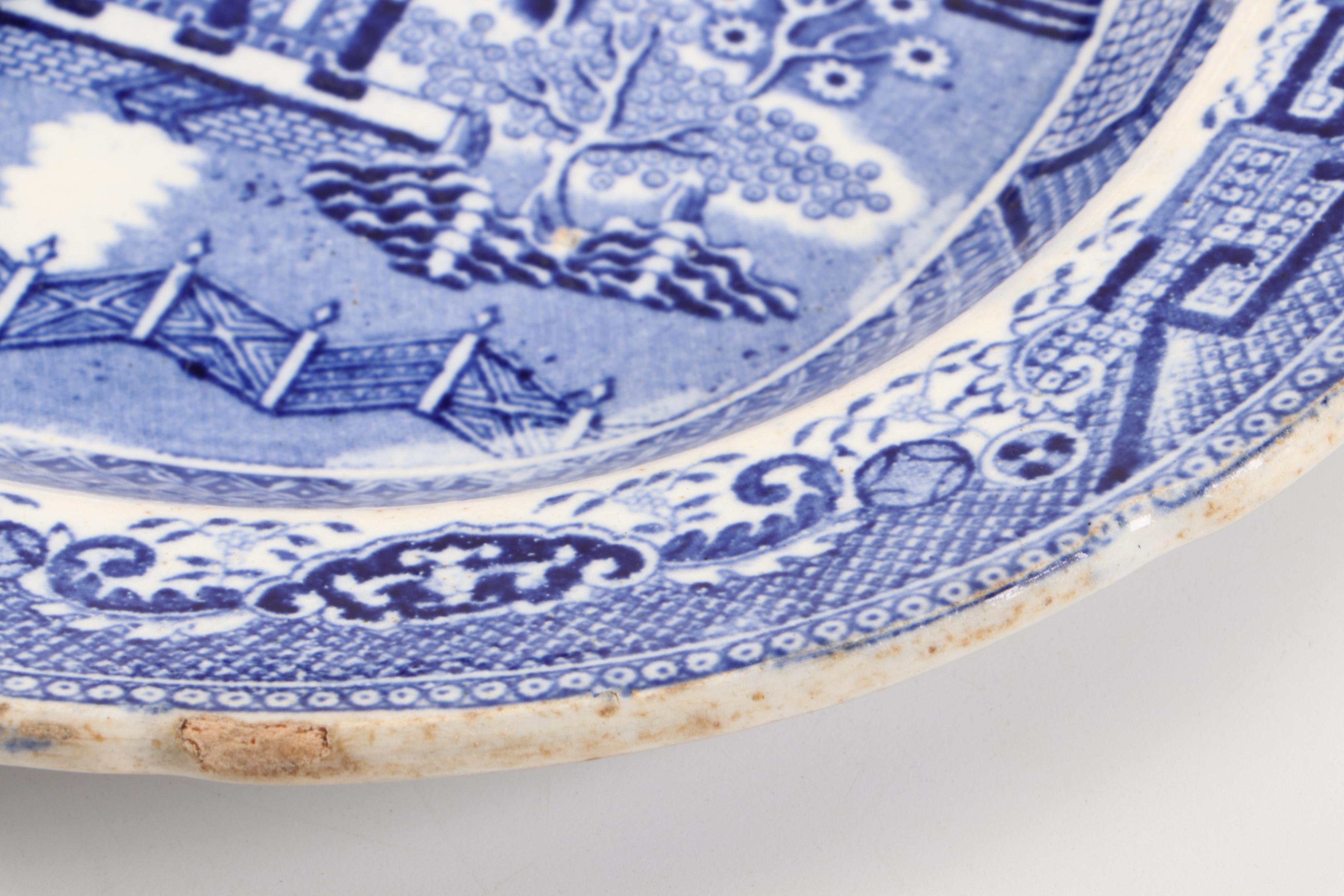 Staffordshire "Blue Willow" Platter with Cucina Tavolo Porcelain Bowls and More