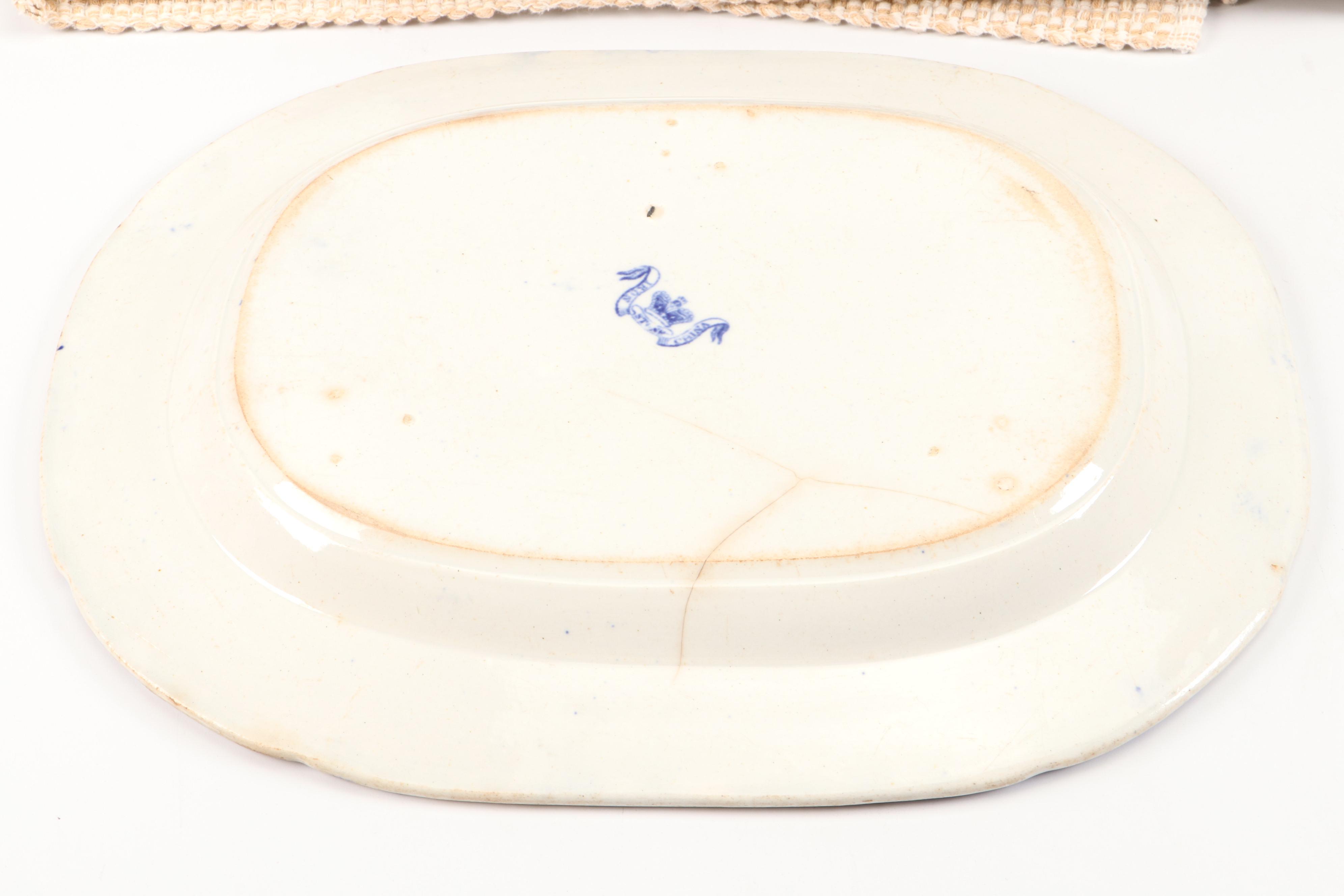 Staffordshire "Blue Willow" Platter with Cucina Tavolo Porcelain Bowls and More