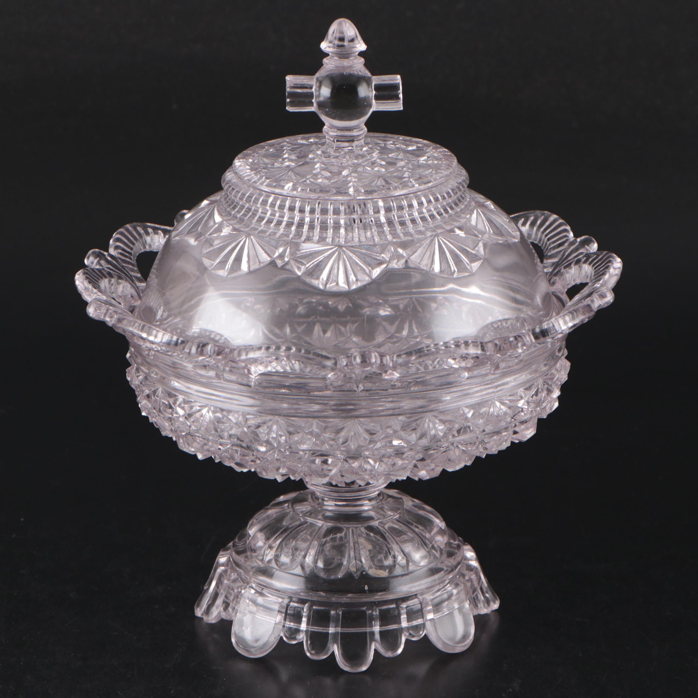 Belmont Glass Co. Comport with Pressed Glass Water Goblet Collection