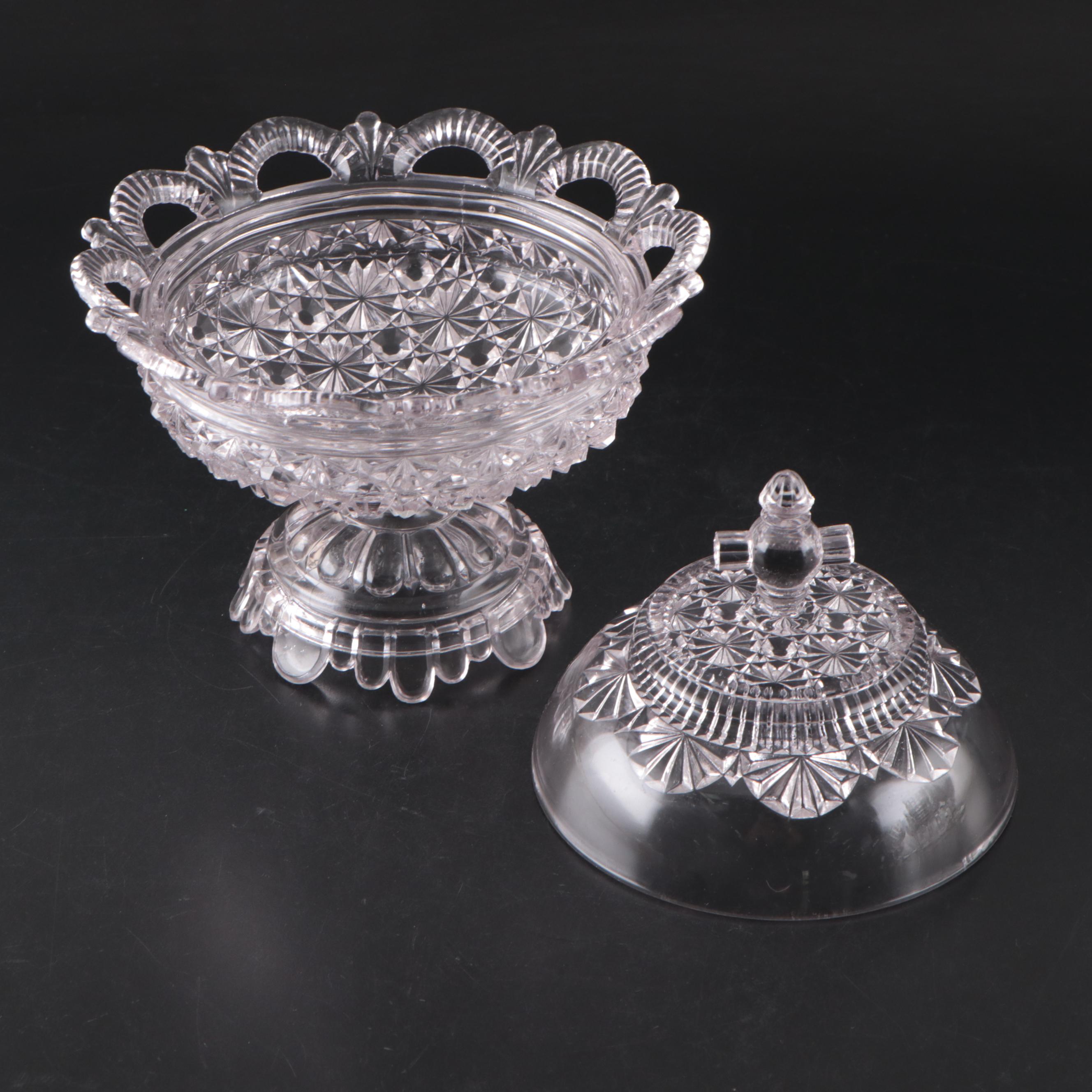 Belmont Glass Co. Comport with Pressed Glass Water Goblet Collection