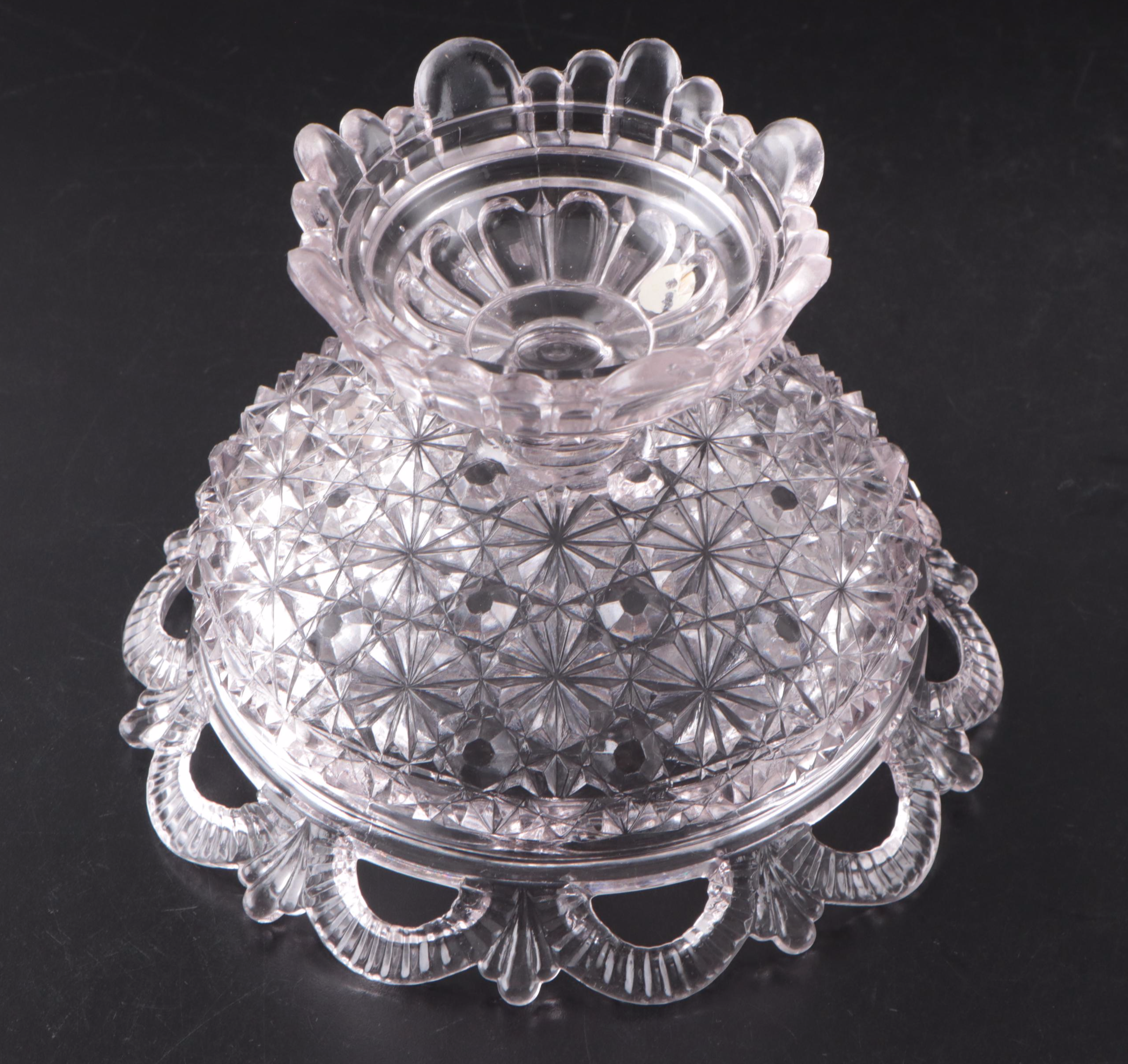 Belmont Glass Co. Comport with Pressed Glass Water Goblet Collection