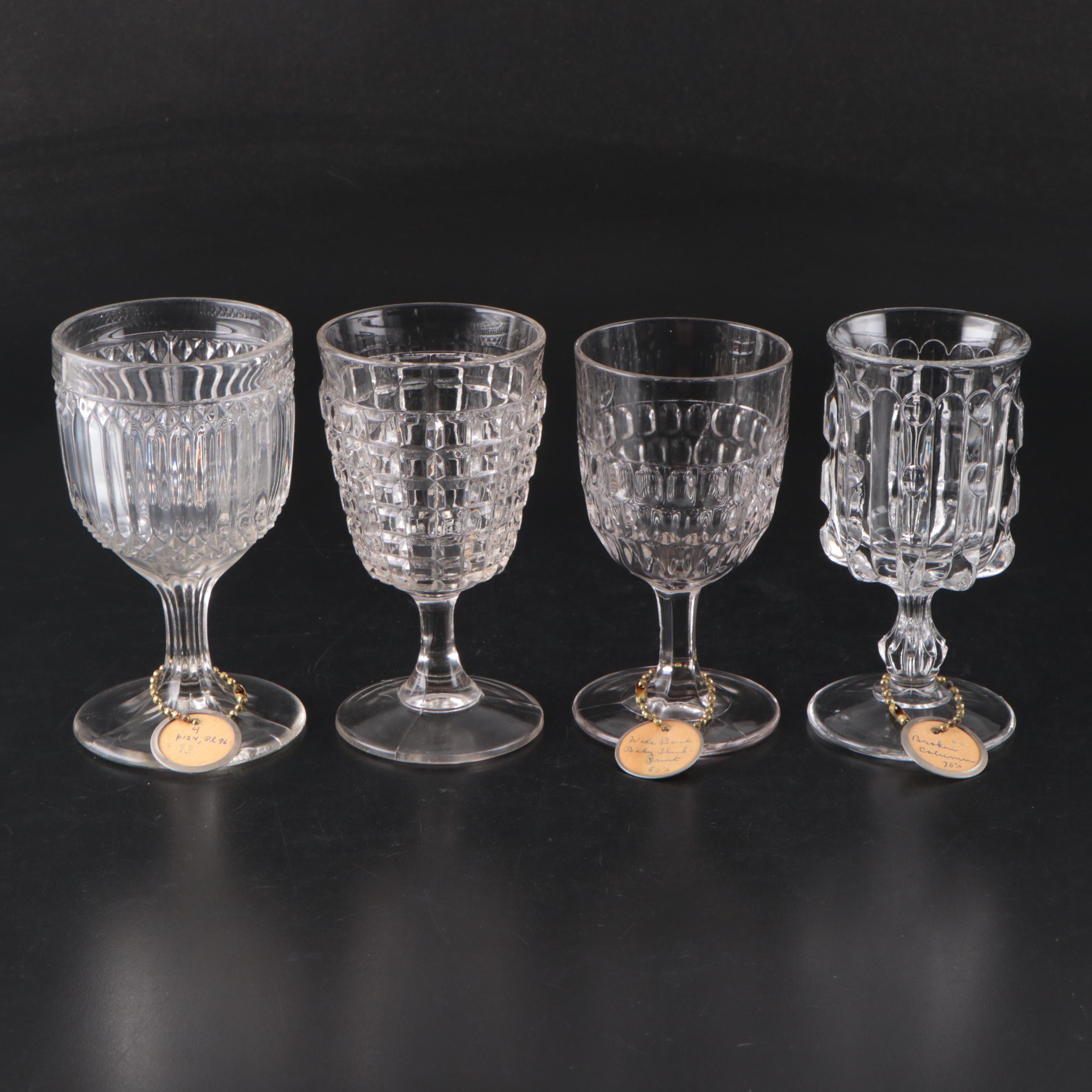Belmont Glass Co. Comport with Pressed Glass Water Goblet Collection