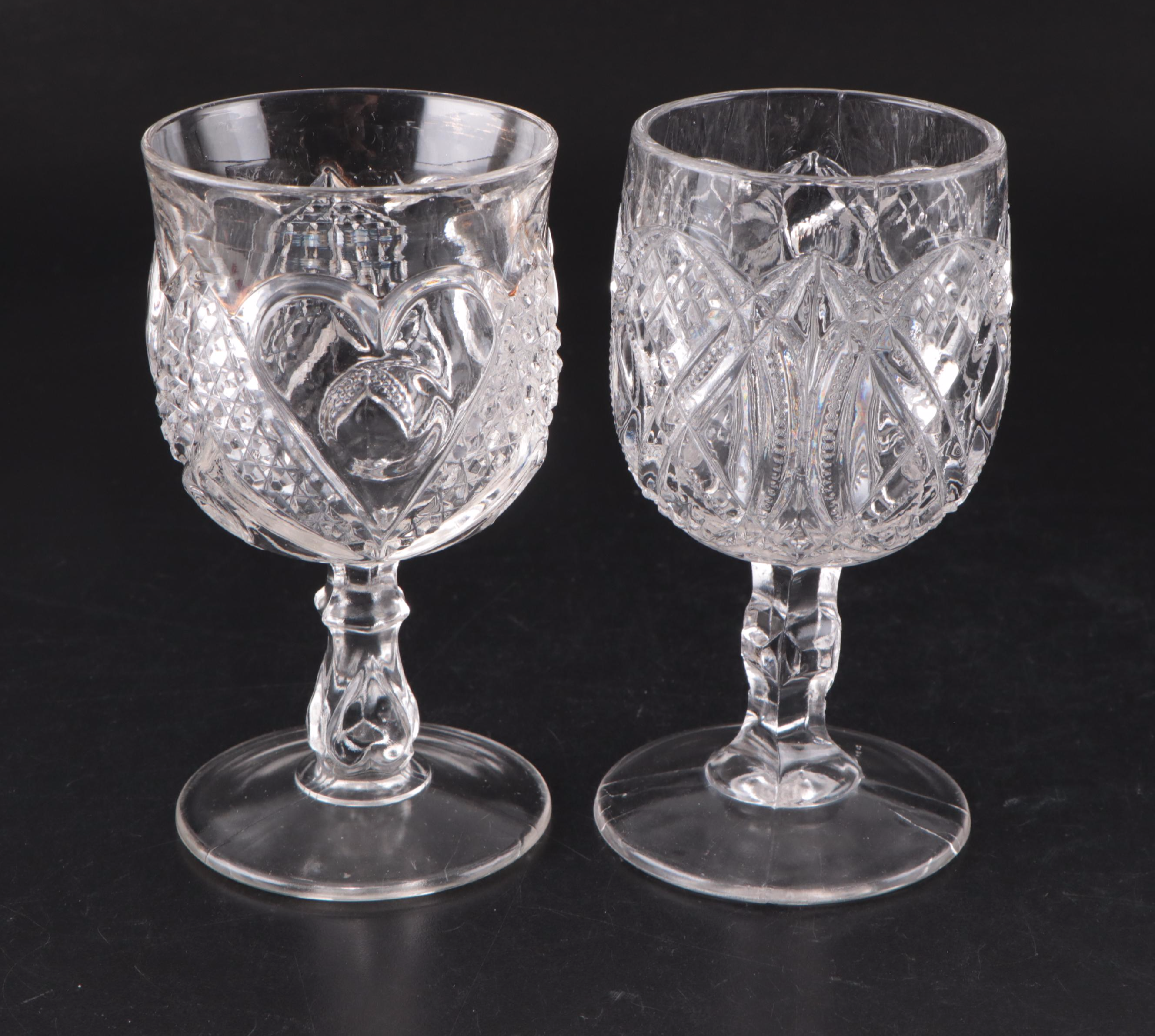 Belmont Glass Co. Comport with Pressed Glass Water Goblet Collection