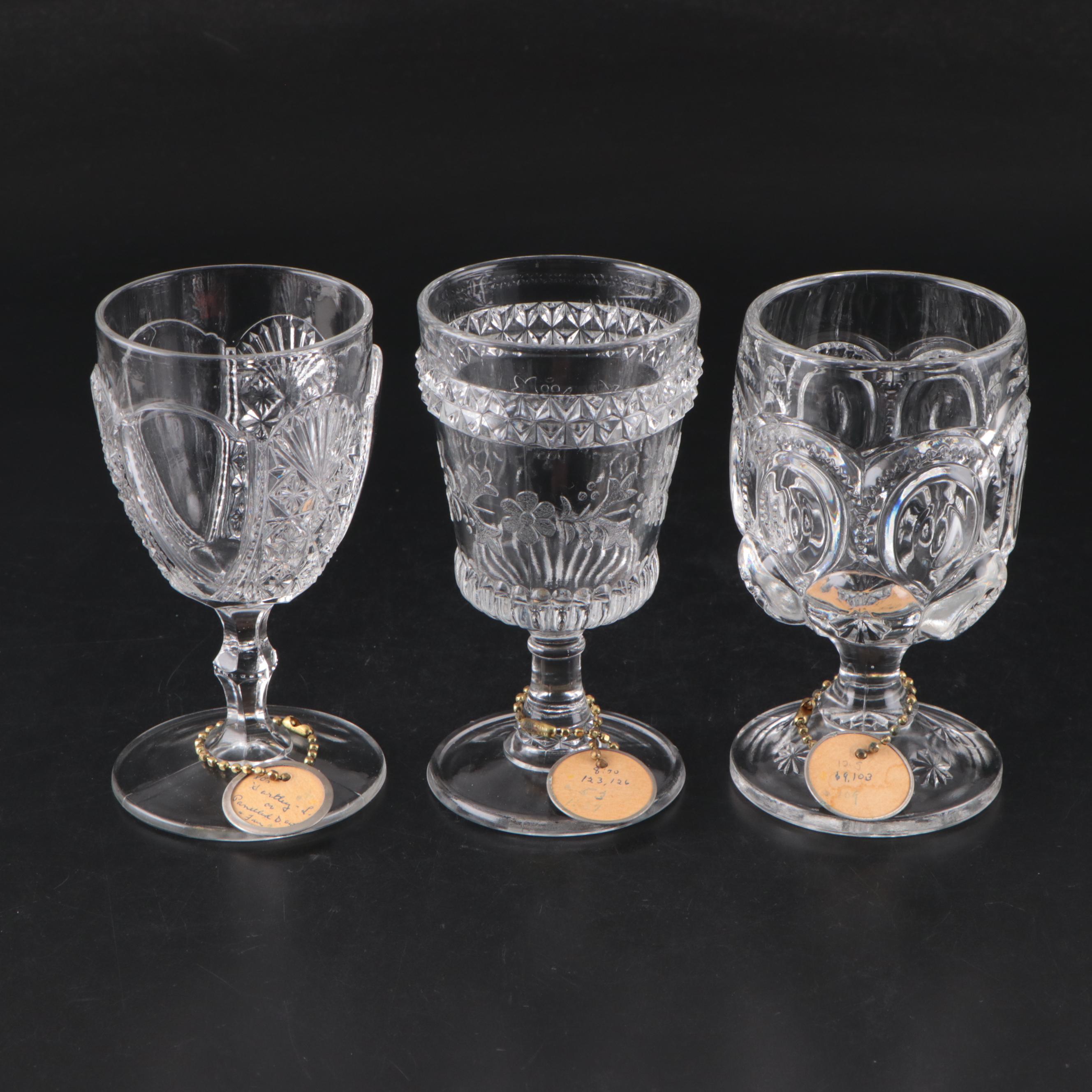 Belmont Glass Co. Comport with Pressed Glass Water Goblet Collection