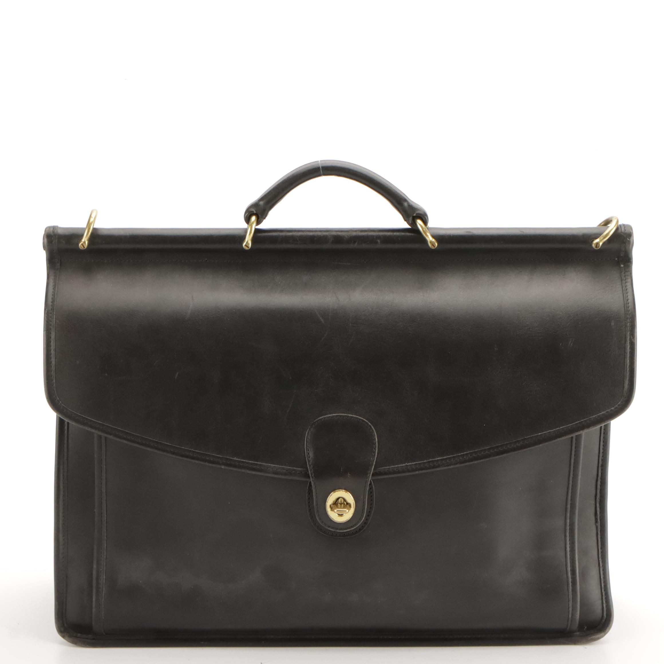 Coach Beekman 5266 Two-Way Messenger Briefcase Bag in Black Leather