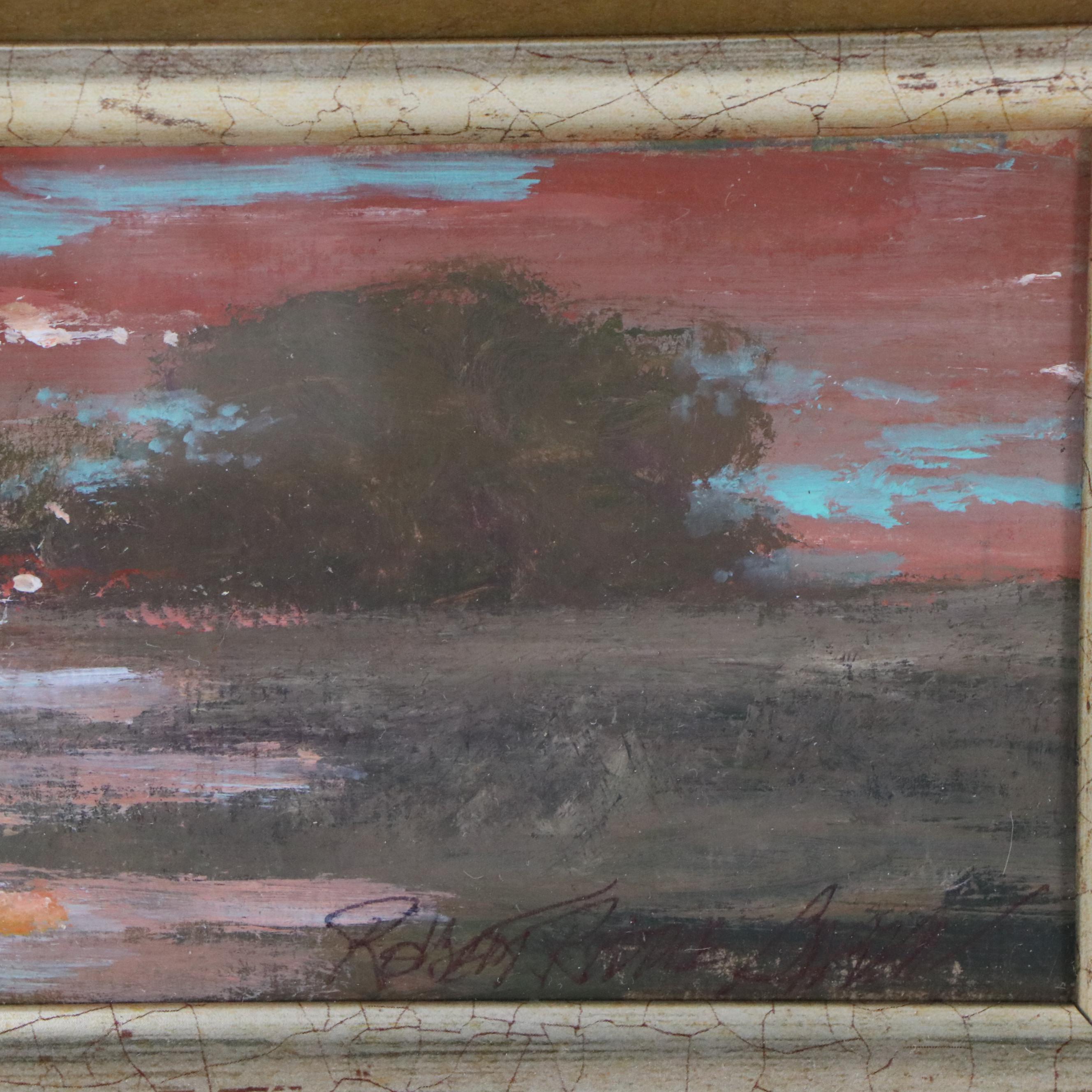 Robert Riddle Baker Landscape Acrylic Painting "Evening Marsh"