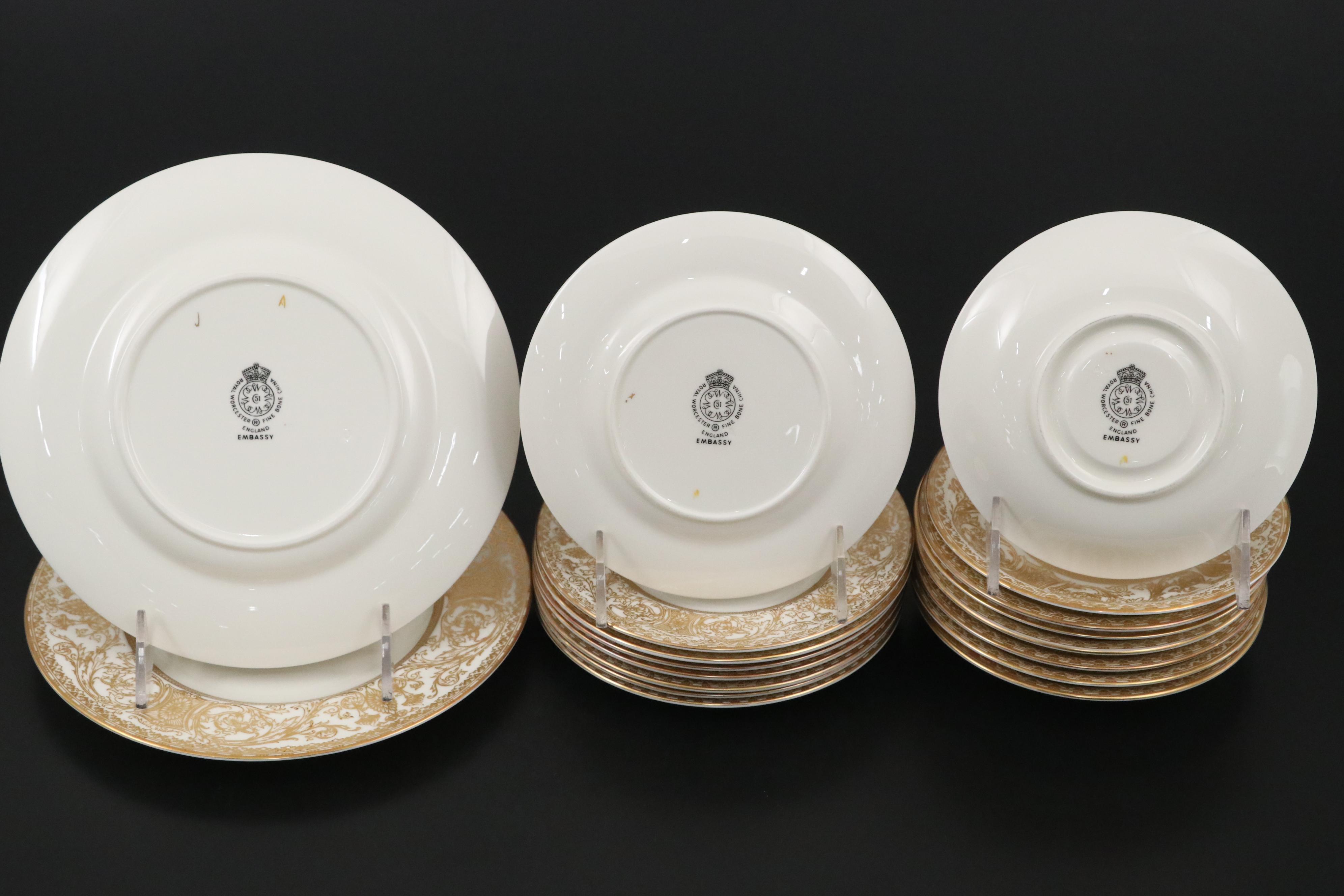 Royal Worcester "Embassy" China Teacups and More with Other Plates and Charger