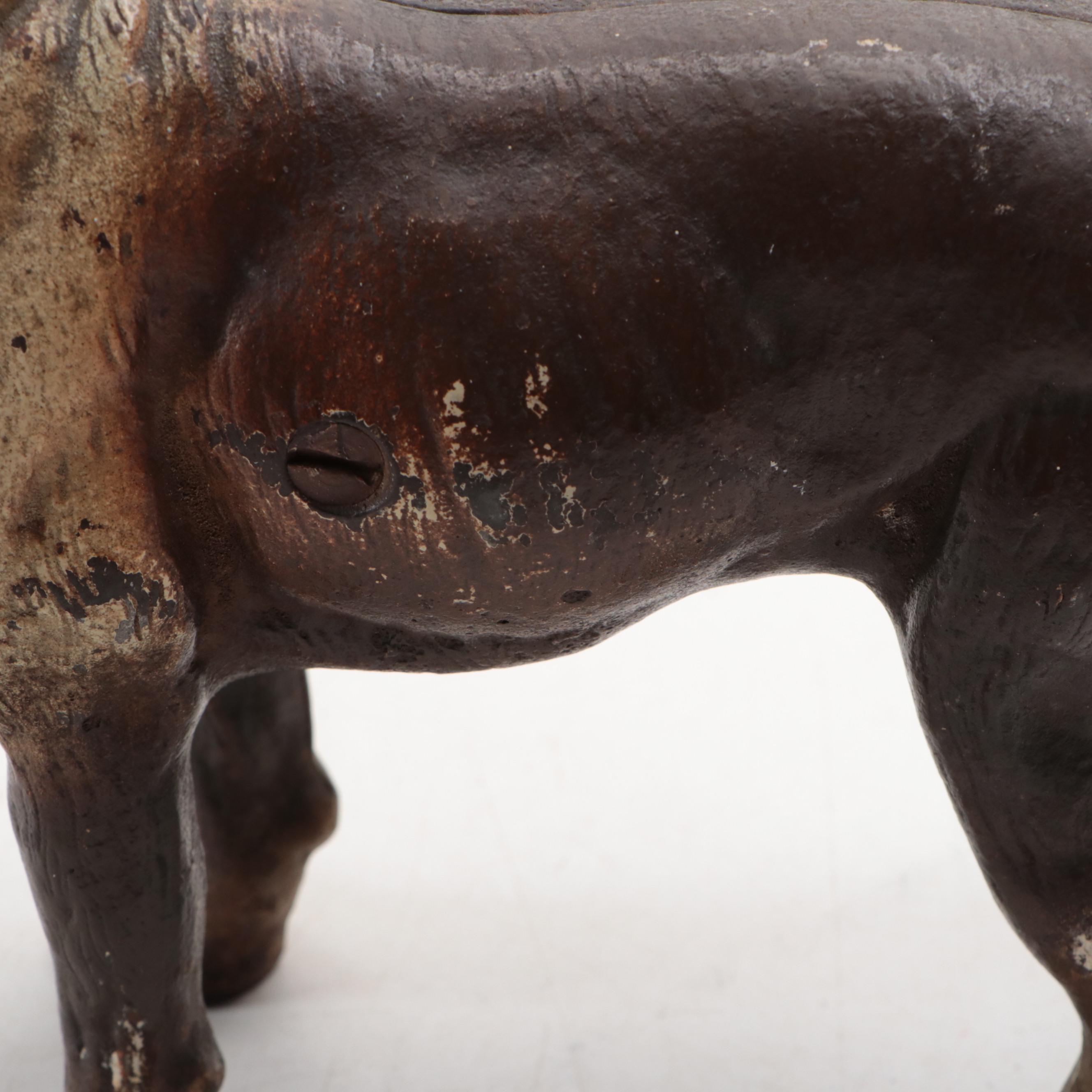 Hubley Style Painted Cast Iron Boston Terrier Doorstop, Mid-20th Century