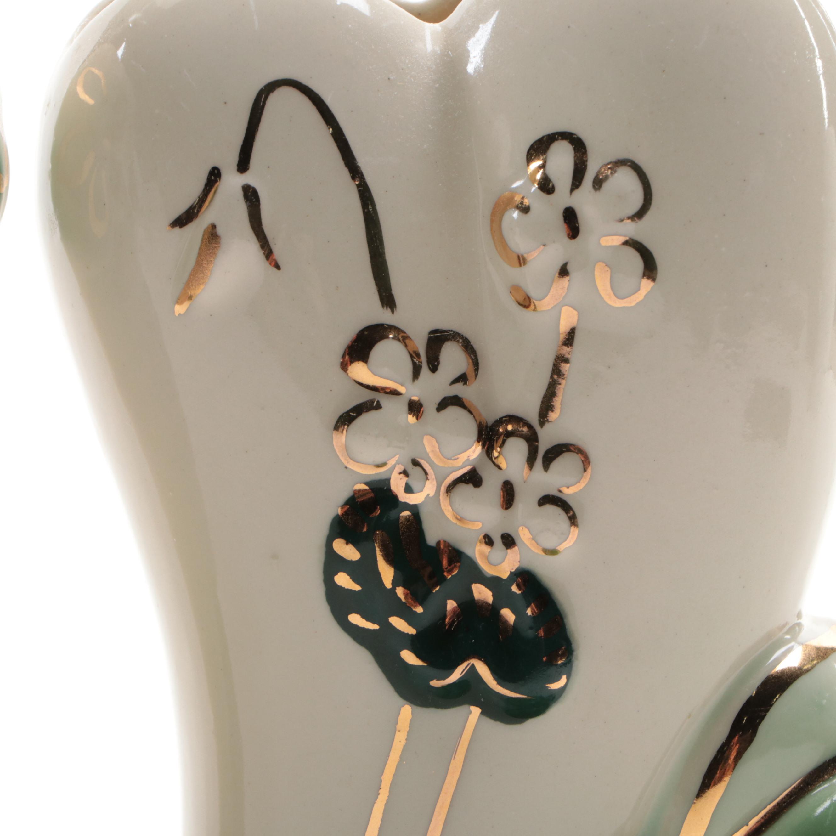 Ceramic Lady Head and Heart Wall Pockets, Mid-20th Century