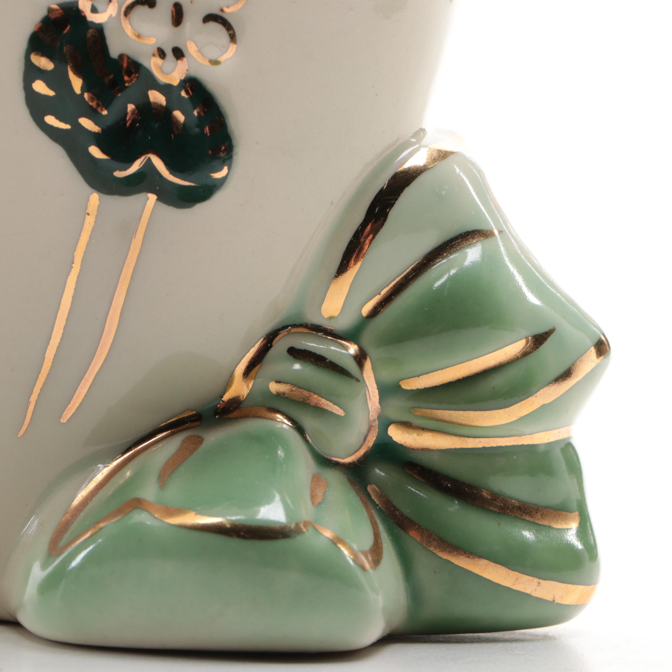 Ceramic Lady Head and Heart Wall Pockets, Mid-20th Century