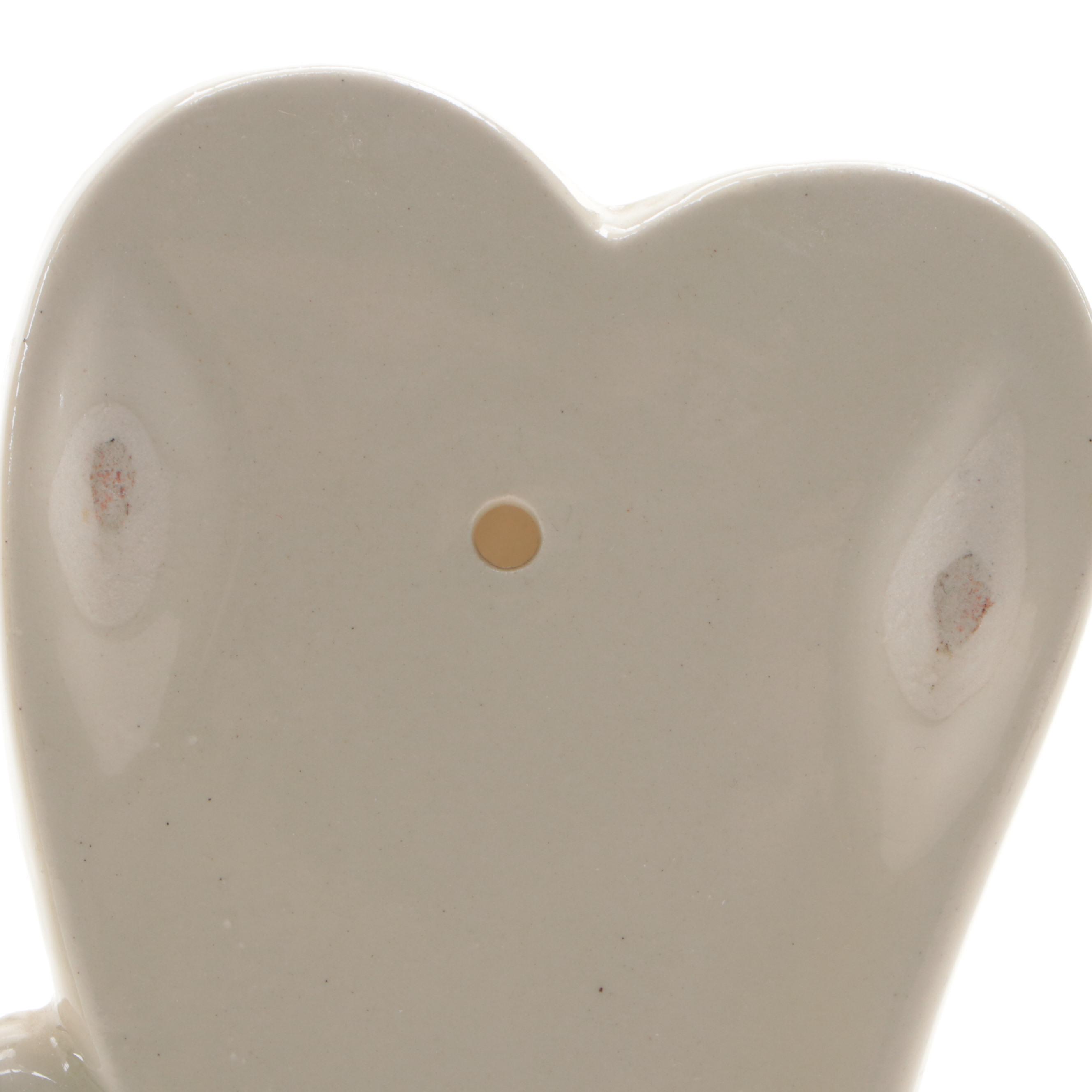 Ceramic Lady Head and Heart Wall Pockets, Mid-20th Century