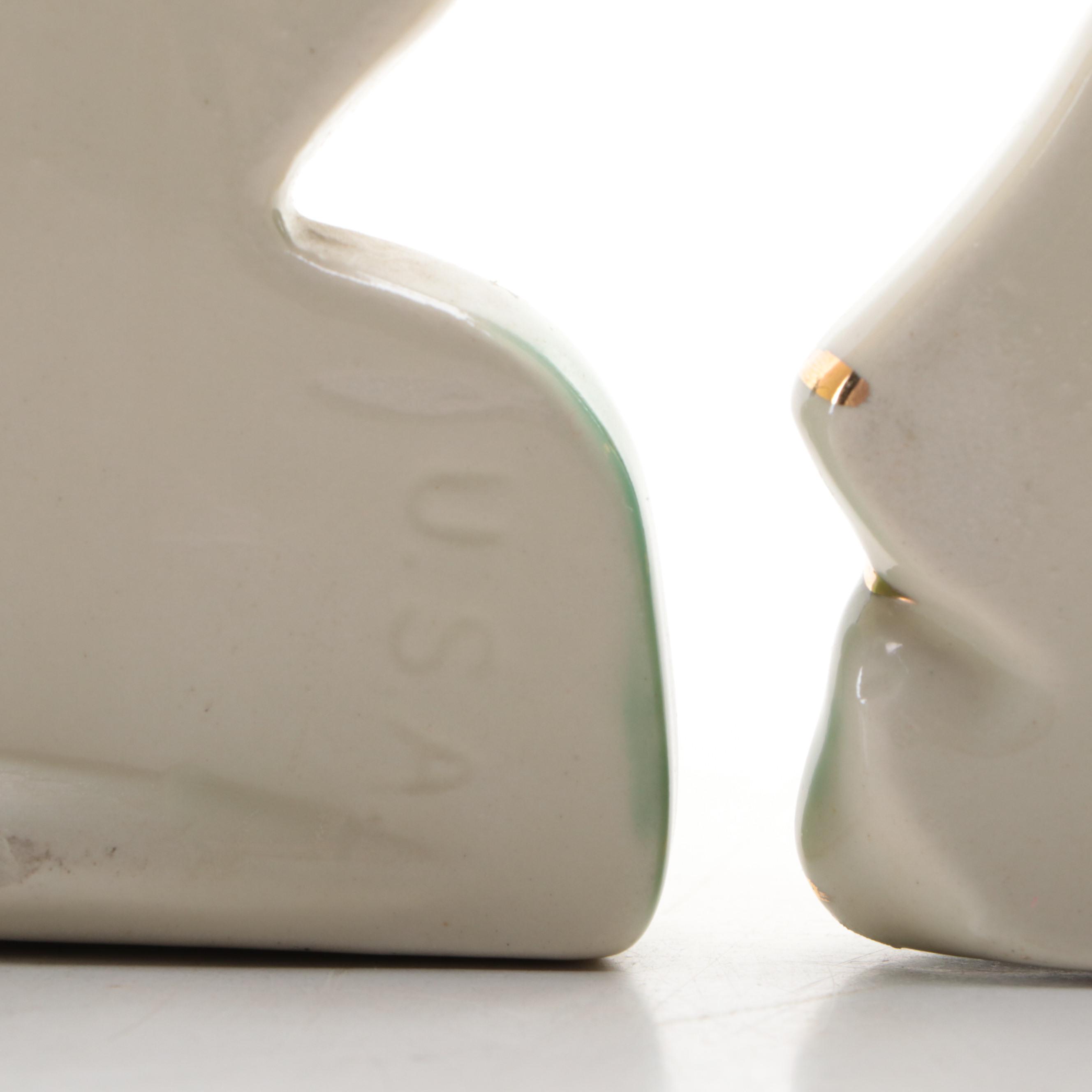 Ceramic Lady Head and Heart Wall Pockets, Mid-20th Century