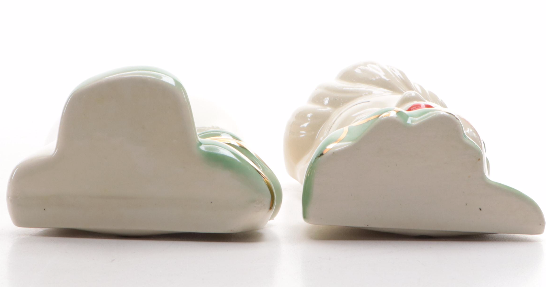 Ceramic Lady Head and Heart Wall Pockets, Mid-20th Century